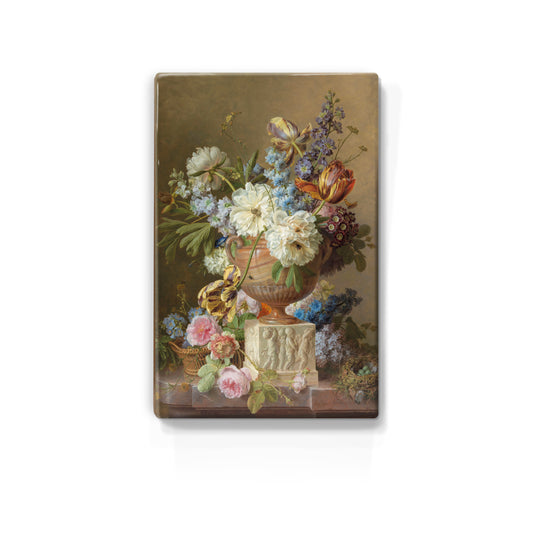 Laqueprint - Bloemstilleven met albasten vaas - Gerard van Spaendonck - 19,5 x 30 cm - LP004