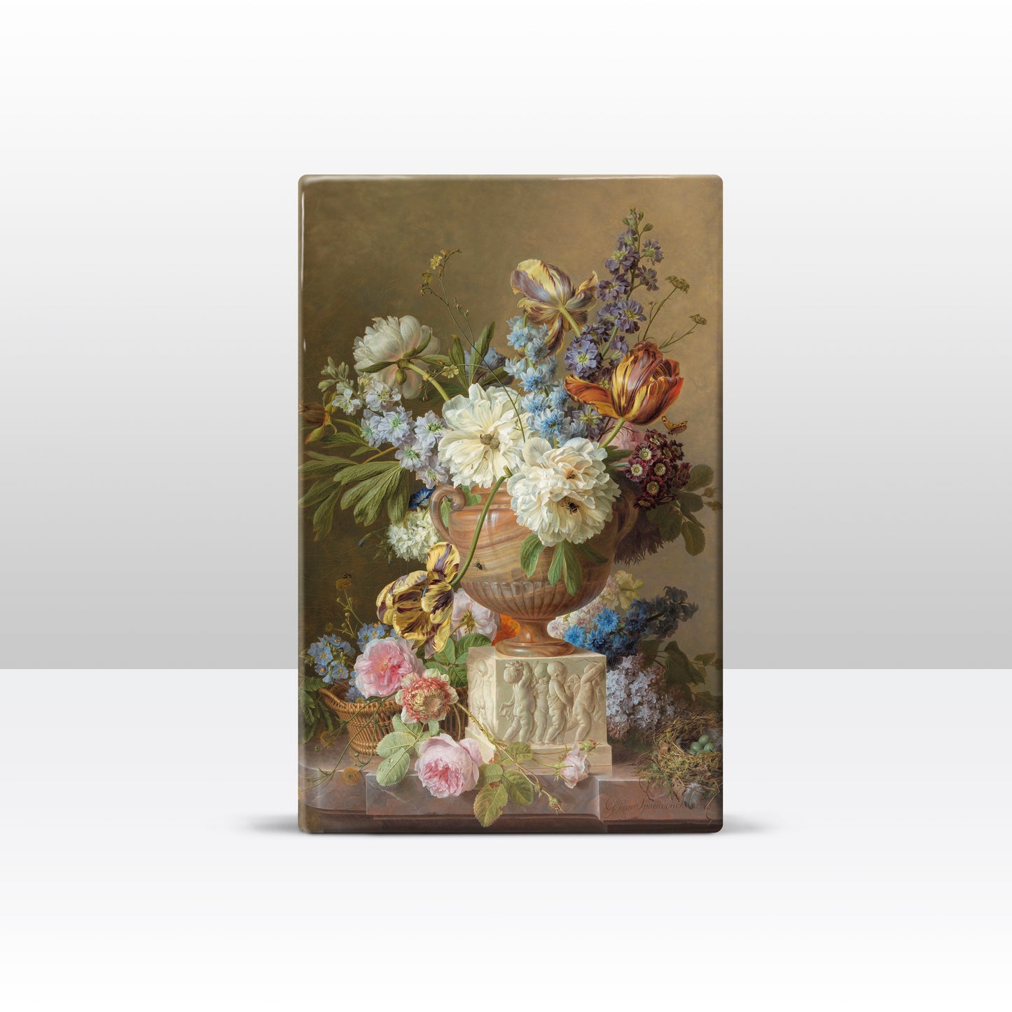 Laqueprint - Bloemstilleven met albasten vaas - Gerard van Spaendonck - 19,5 x 30 cm - LP004