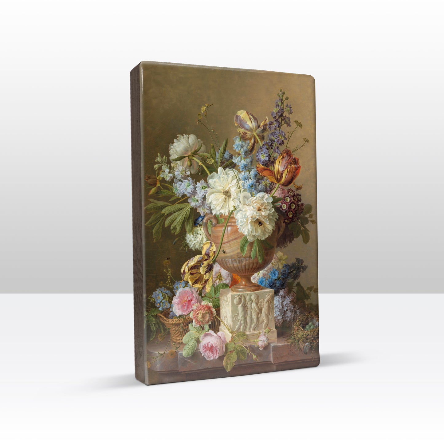 Laqueprint - Bloemstilleven met albasten vaas - Gerard van Spaendonck - 19,5 x 30 cm - LP004