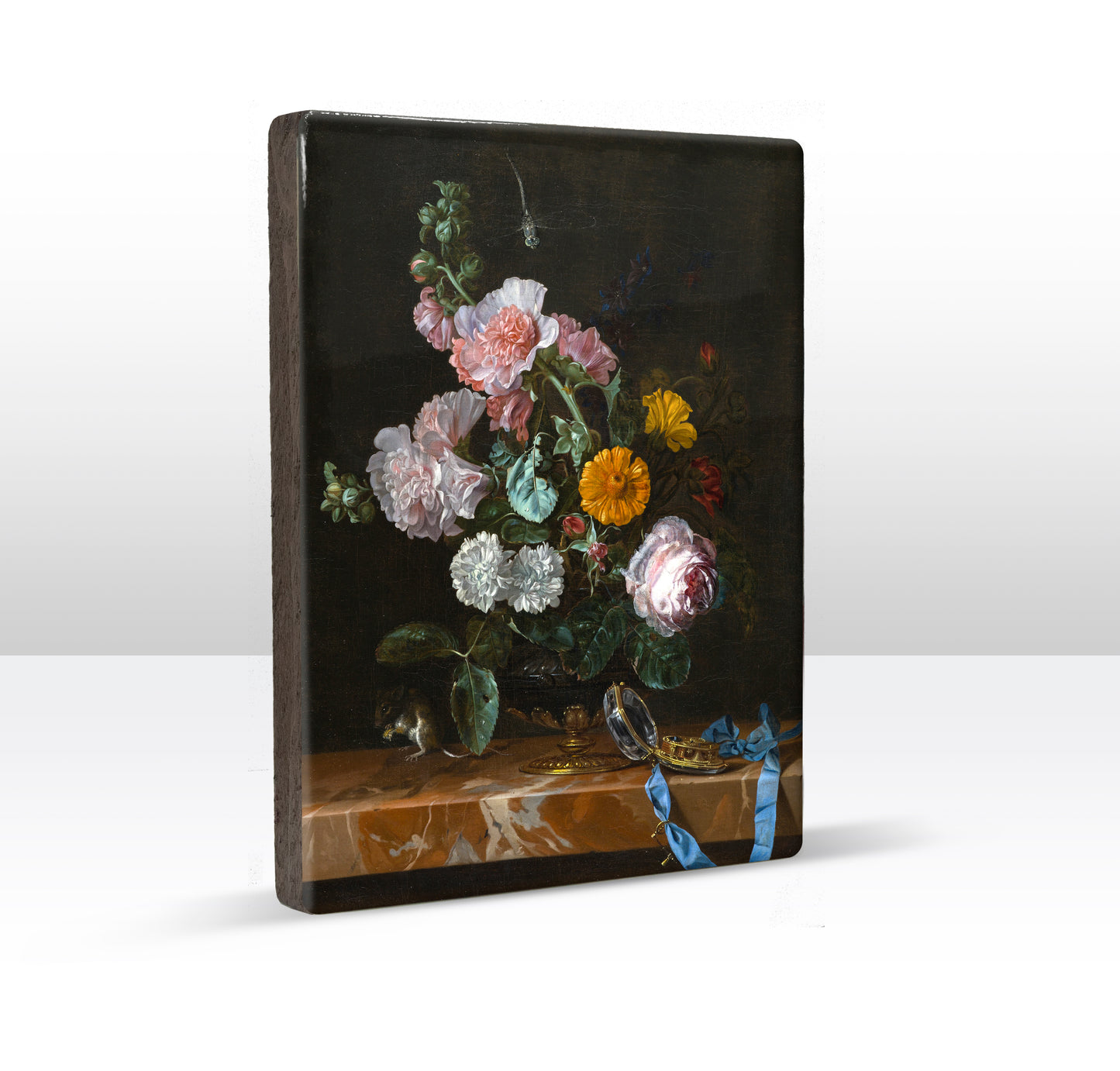 Laqueprint - Vanitas Stilleven met bloemen - Willem van Aelst - 19,5 x 26 cm - LP012