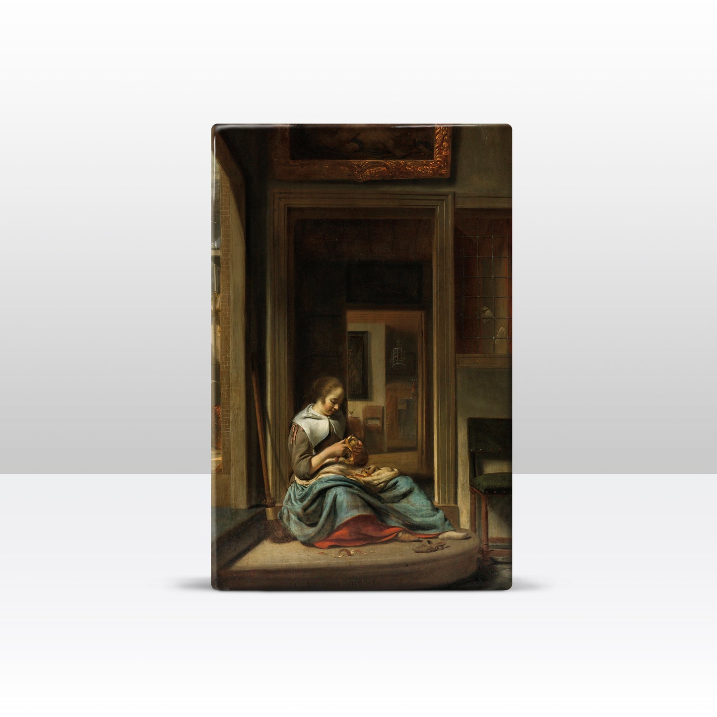 Laqueprint - De appelschilster - Cornelis Bisschop - 19,5 x 30 cm - LP014