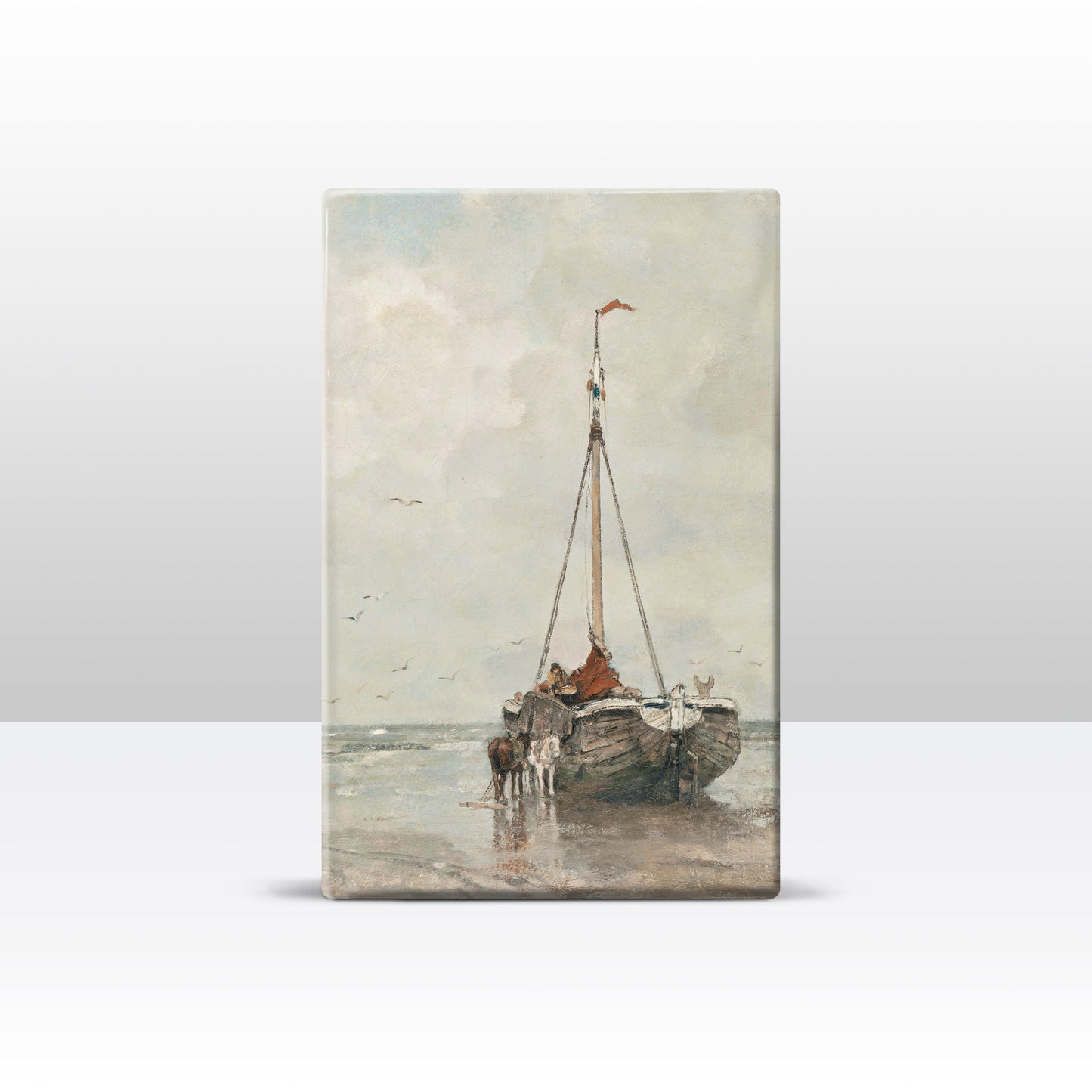 Laqueprint - Bomschuit op het Scheveningse strand - Jacob Maris - 19,5 x 30 cm - LP021