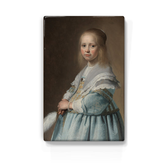 Laqueprint - Portret van een meisje in het blauw - Johannes Cornelisz. Verspronck - 19,5 x 30 cm - LP025