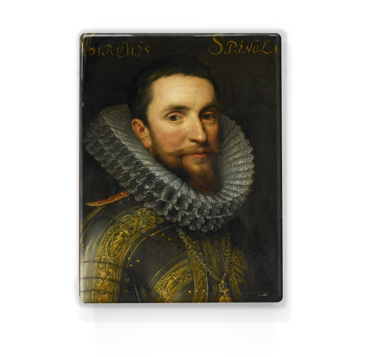 Laqueprint - Portret van Ambrogio Spinola - Miechiel Jansz. van Mierevelt - 19,5 x 26 cm - LP026