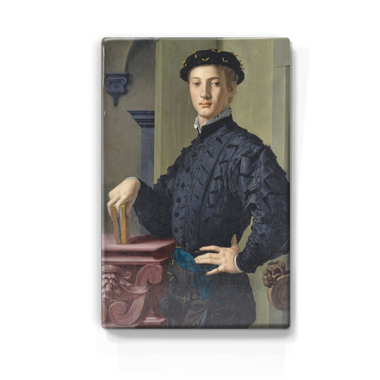 Laqueprint - Portret van een jonge man met boek - Agnolo_Bronzino - 19,5 x 30 cm - LP035