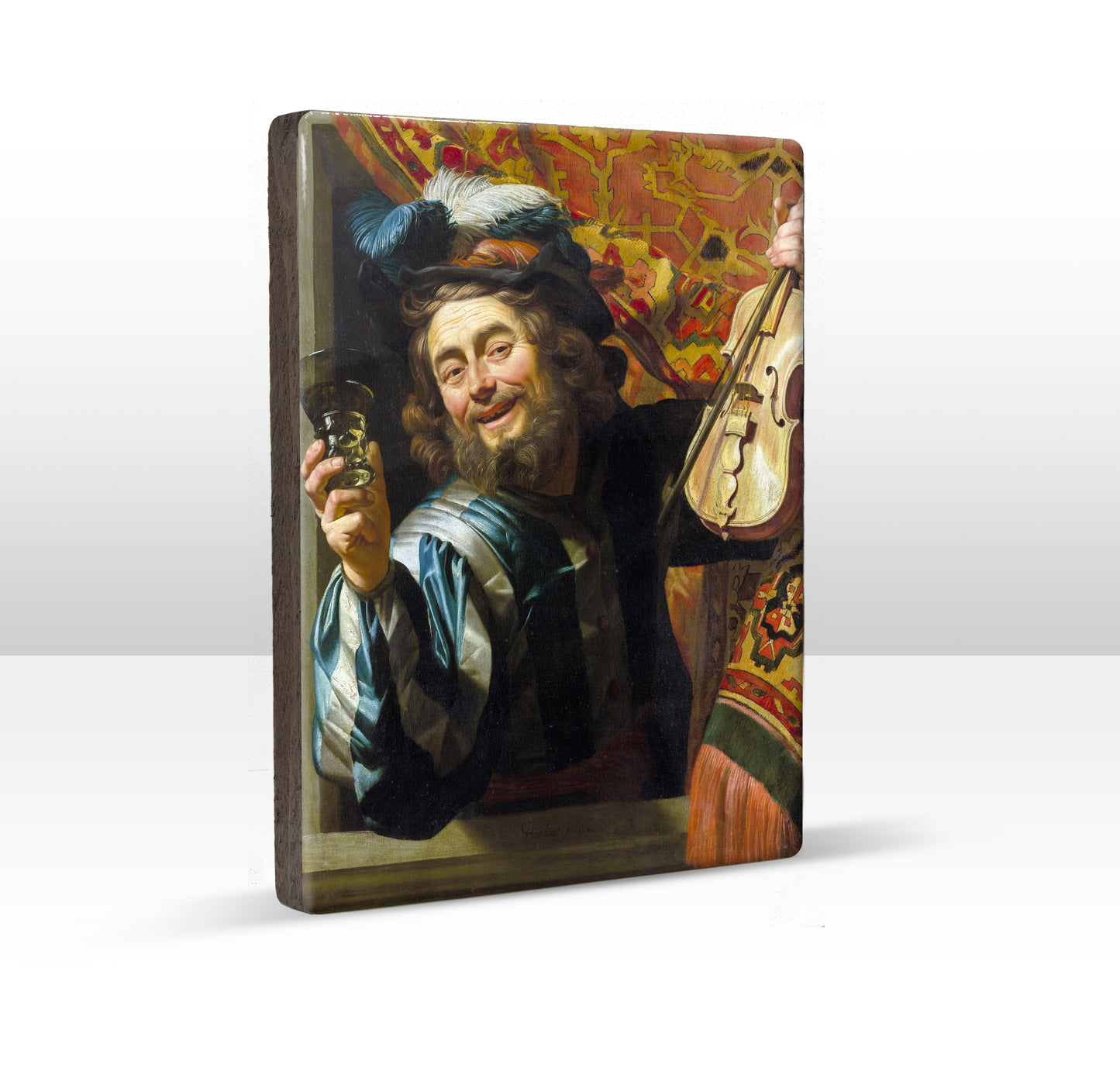 Laque print - the cheerful musician - Gerard van Honthorst - 19.5 x 26 cm - LP040