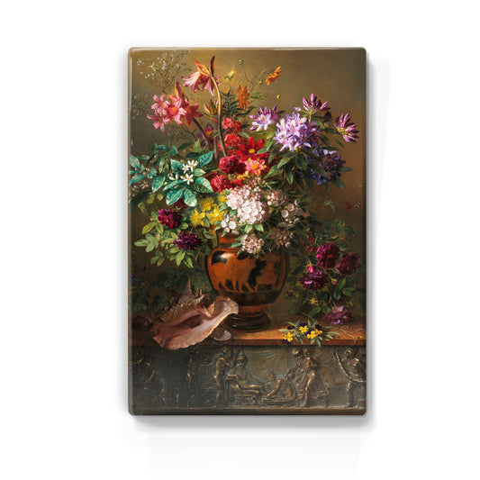 Laqueprint - Stilleven met bloemen in een Griekse vaas - Georgius Jacobus Johannes van Os - 19,5 x 30 cm - LP047