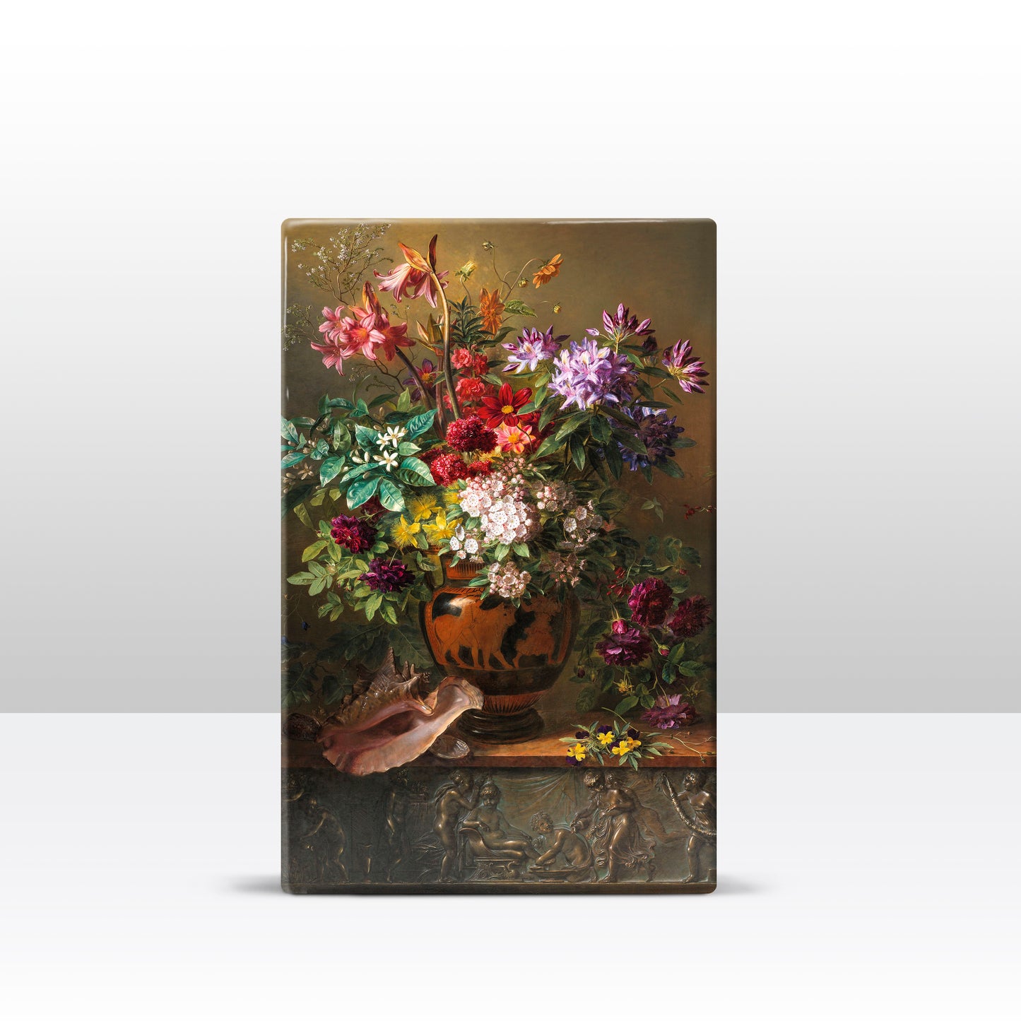 Laqueprint - Stilleven met bloemen in een Griekse vaas - Georgius Jacobus Johannes van Os - 19,5 x 30 cm - LP047