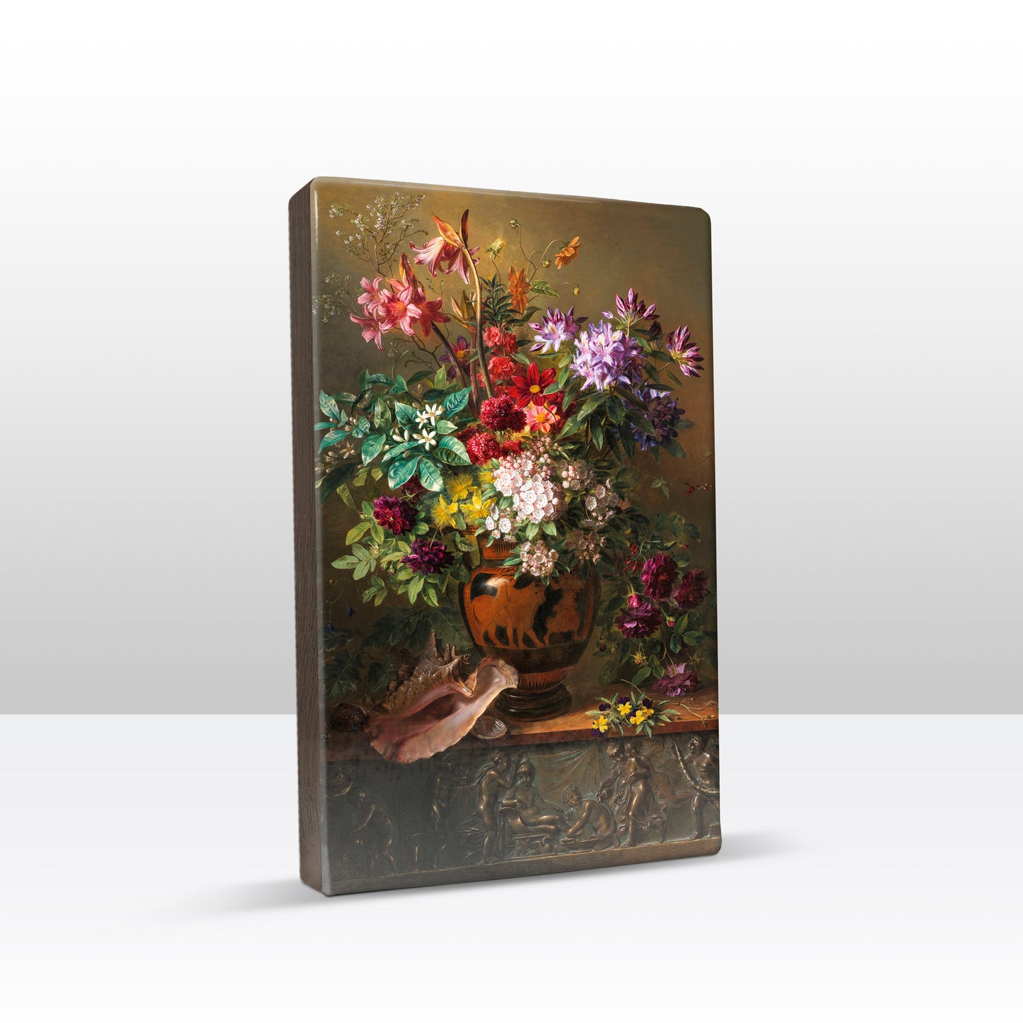 Laqueprint - Stilleven met bloemen in een Griekse vaas - Georgius Jacobus Johannes van Os - 19,5 x 30 cm - LP047