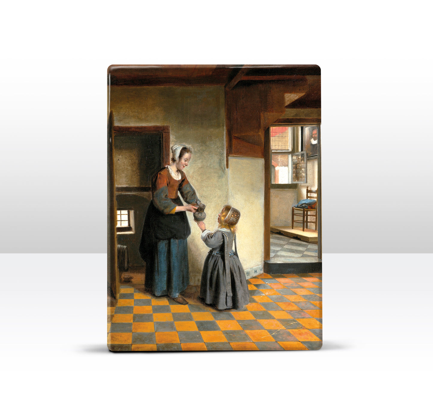 Laqueprint - Een vrouw met een kind in een bijkeuken - Pieter de Hooch - 19,5 x 26 cm - LP051