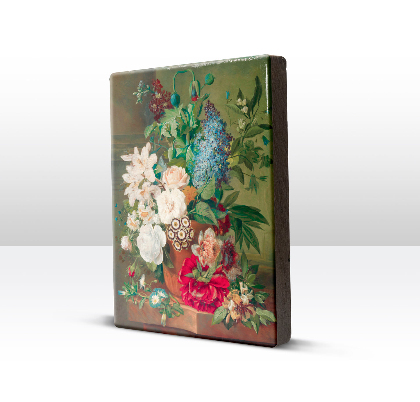 Laqueprint - Bloemen in een terracotta vaas - Albertus Jonas Brandt - 19,5 x 26 cm - LP053