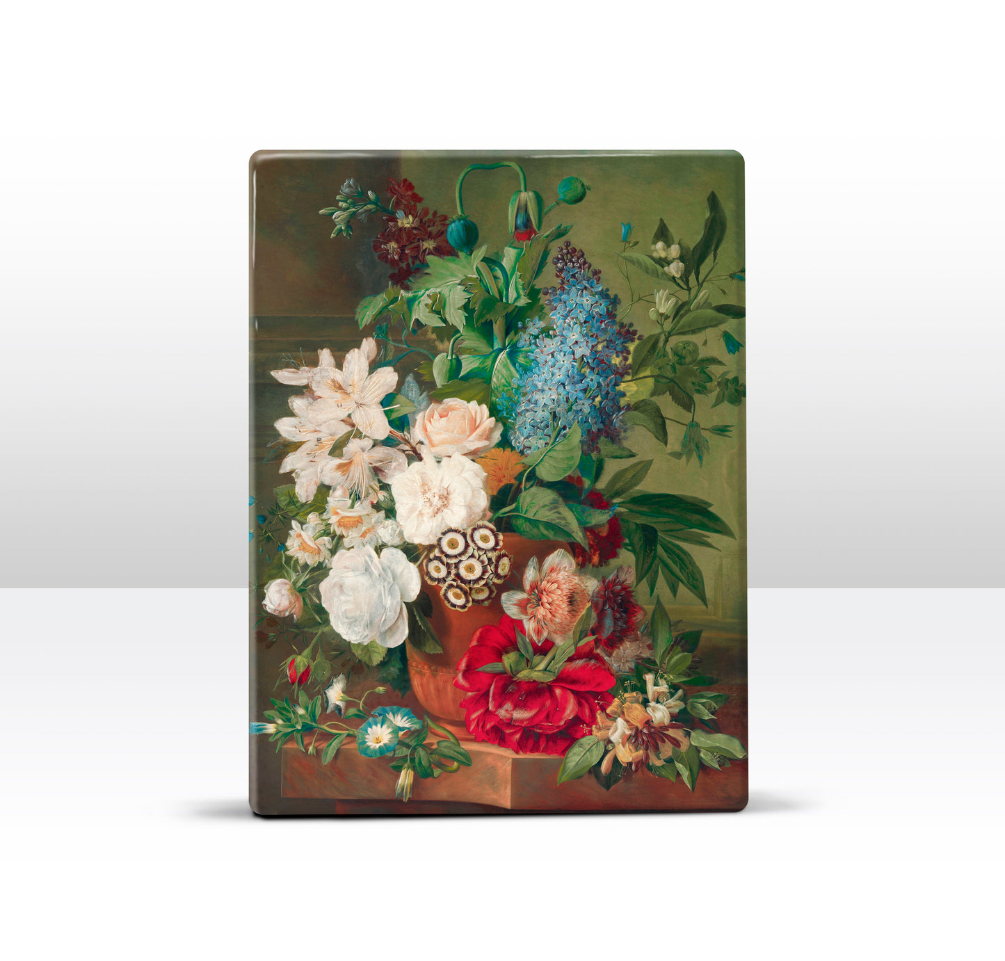 Laqueprint - Bloemen in een terracotta vaas - Albertus Jonas Brandt - 19,5 x 26 cm - LP053