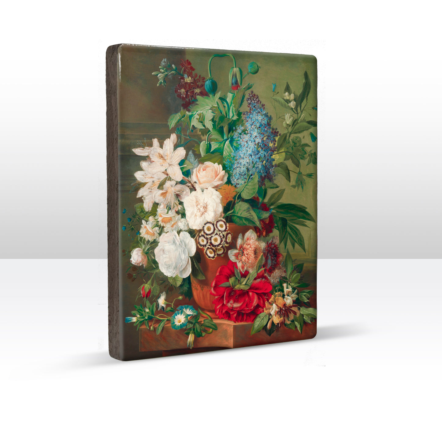 Laqueprint - Bloemen in een terracotta vaas - Albertus Jonas Brandt - 19,5 x 26 cm - LP053