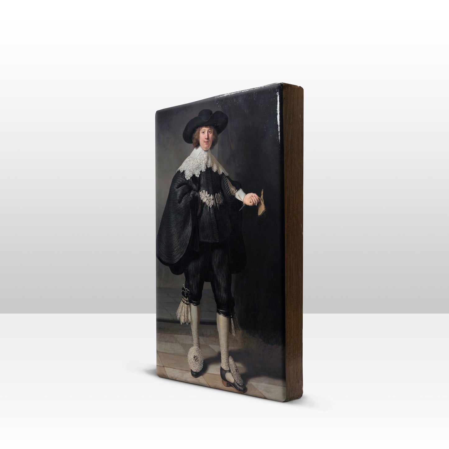 Laqueprint - Portret van Marten Soolmans - Rembrandt van Rijn - 19,5 x 30 cm - LP054