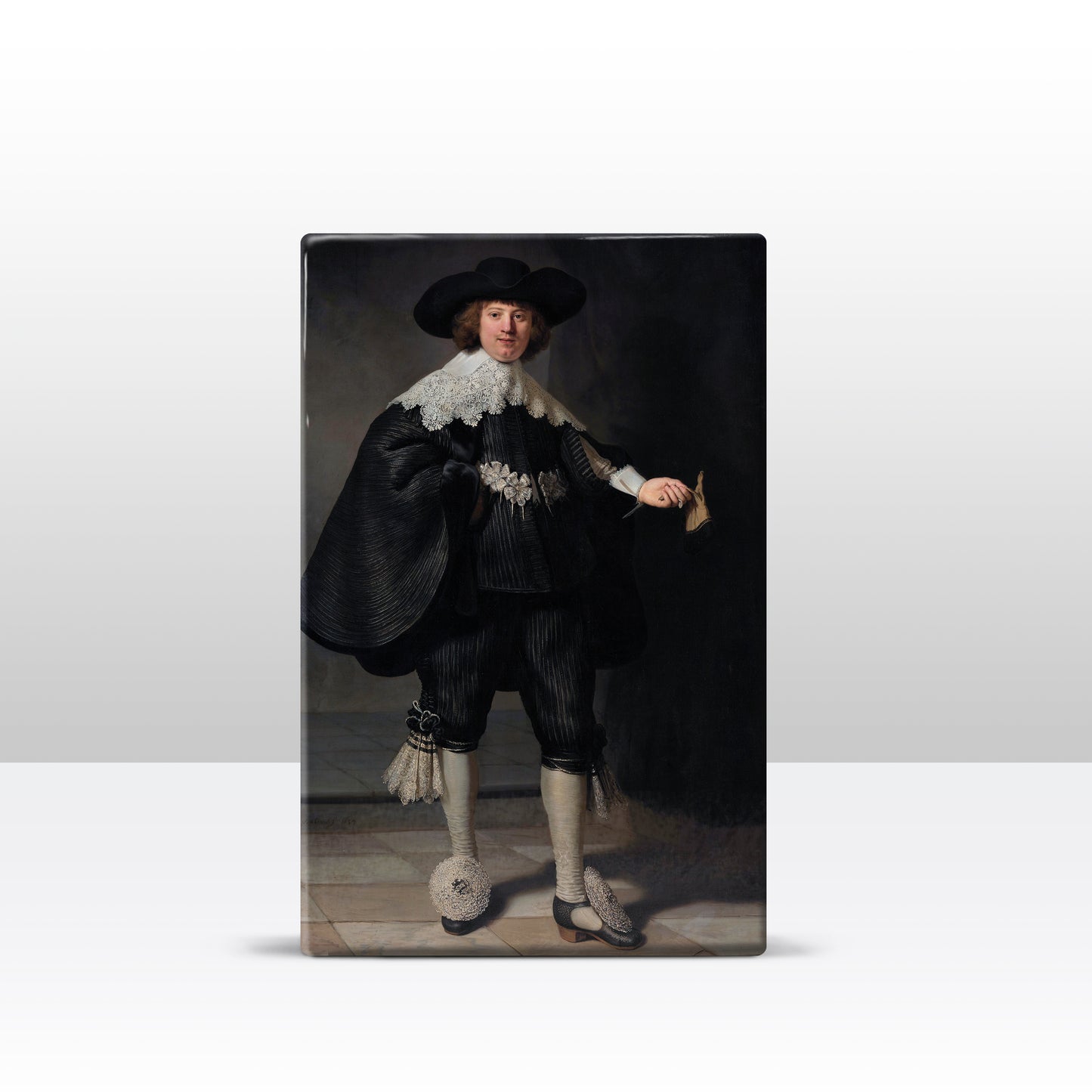Laqueprint - Portret van Marten Soolmans - Rembrandt van Rijn - 19,5 x 30 cm - LP054