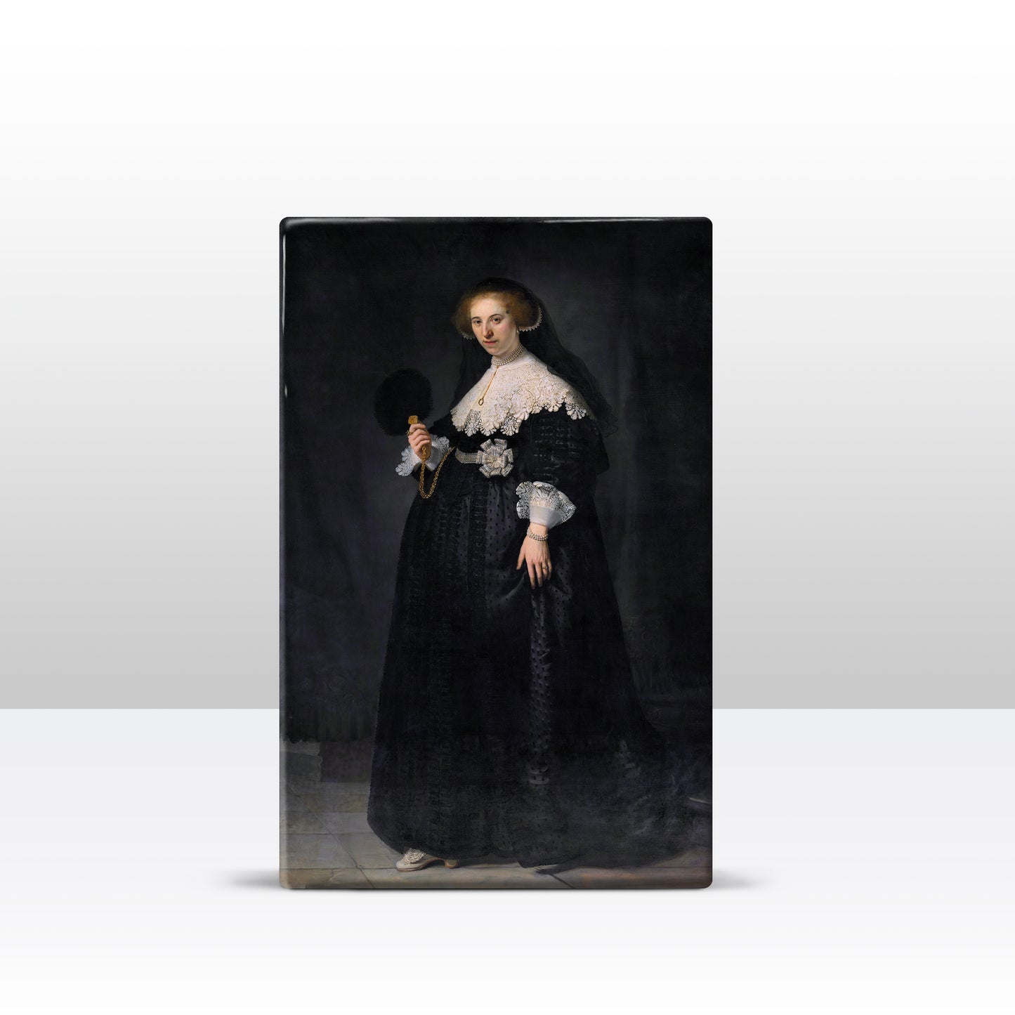 Laqueprint - Portret van Oopjen Coppit - Rembrandt van Rijn - 19,5 x 30 cm - LP055