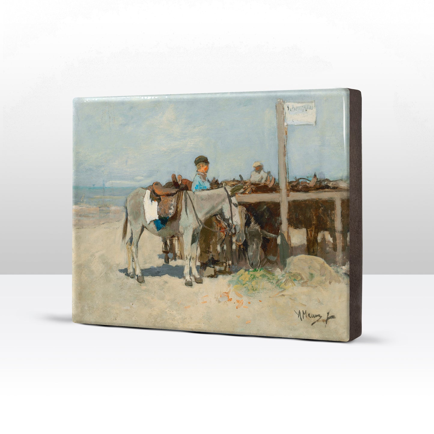 Laque print - Donkey stand on the beach in Scheveningen - - Anton Mauve - 26 x 19.5 - LP096