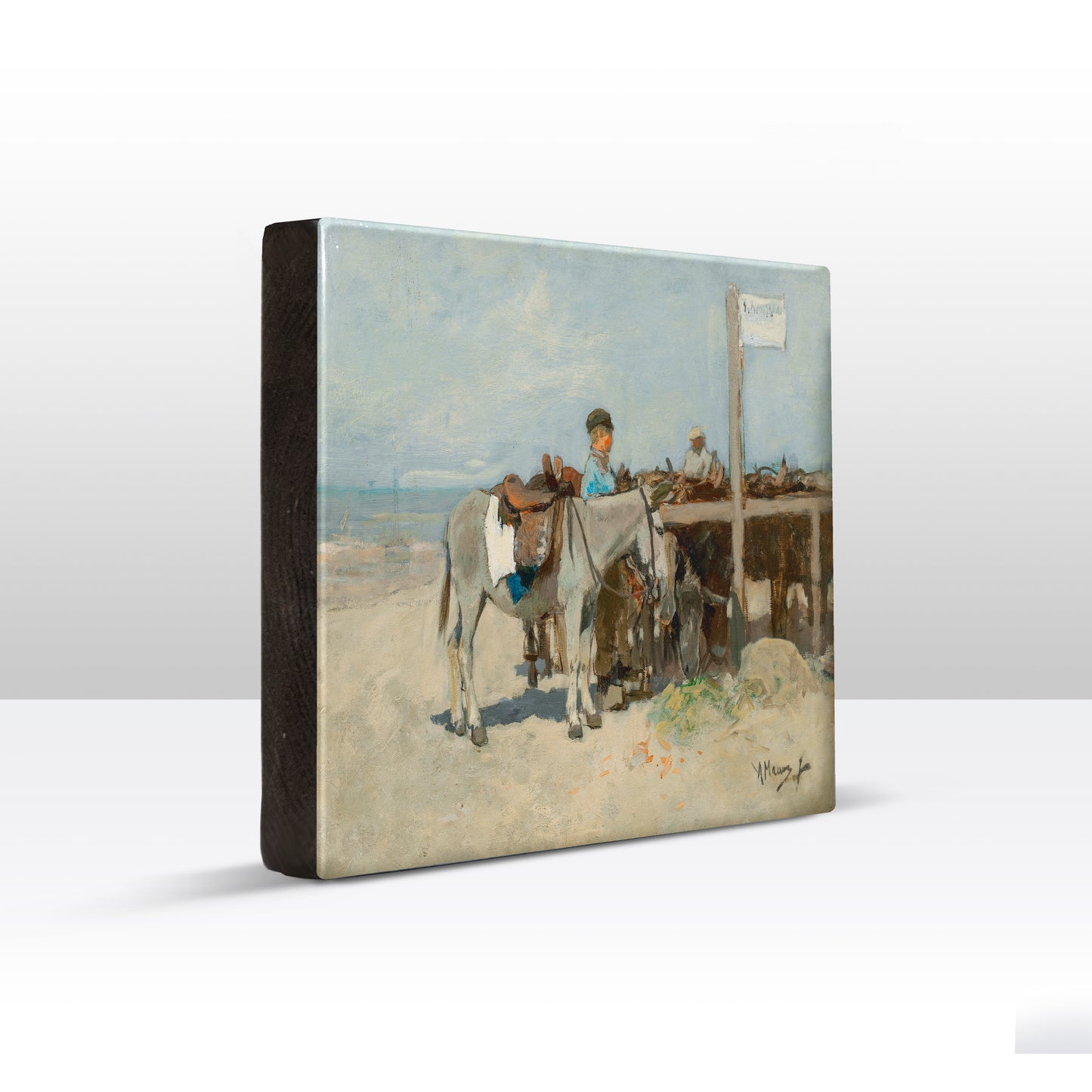 Laque print - Donkey stand on the beach in Scheveningen - - Anton Mauve - 26 x 19.5 - LP096