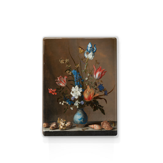 Laqueprint - Bloemen in een Wan-Li vaas met schelpen - Balthasar van der Ast - 19,5 x 26 cm - LP141