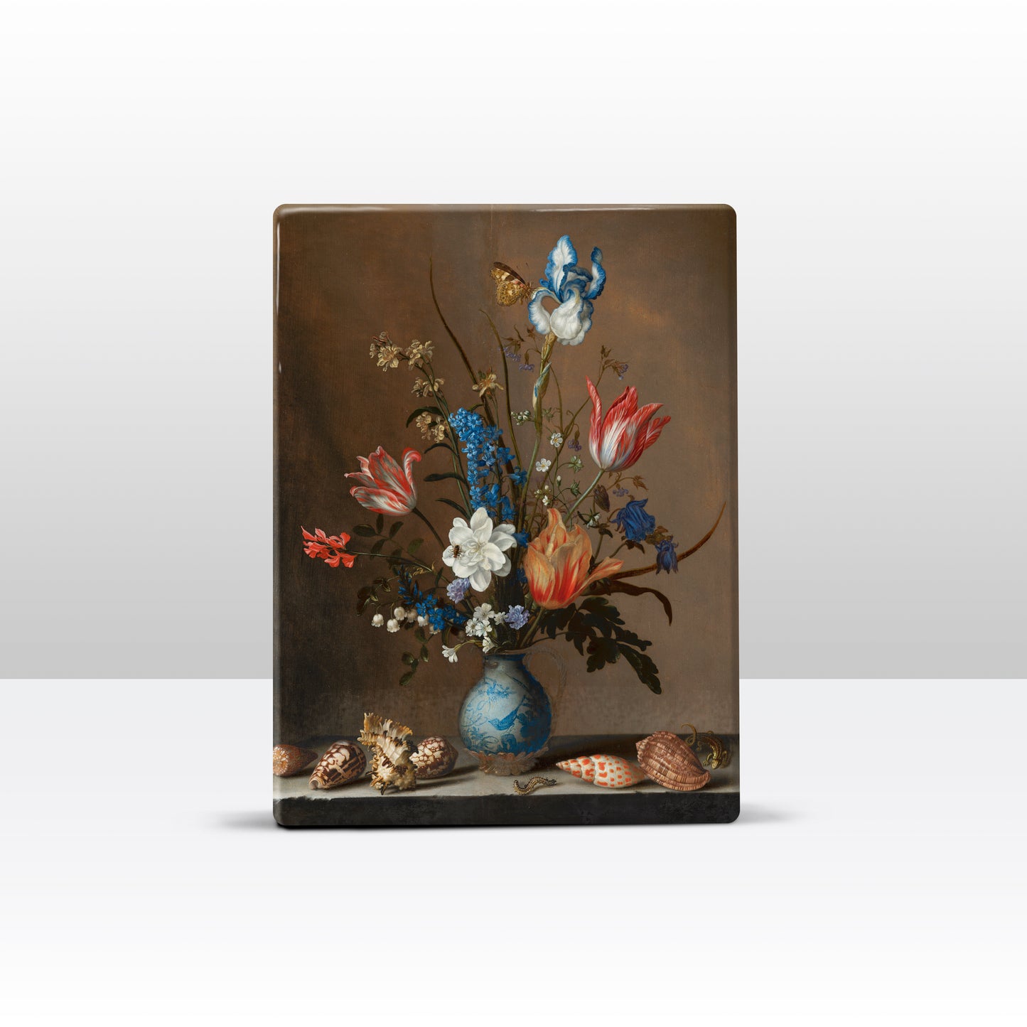 Laqueprint - Bloemen in een Wan-Li vaas met schelpen - Balthasar van der Ast - 19,5 x 26 cm - LP141