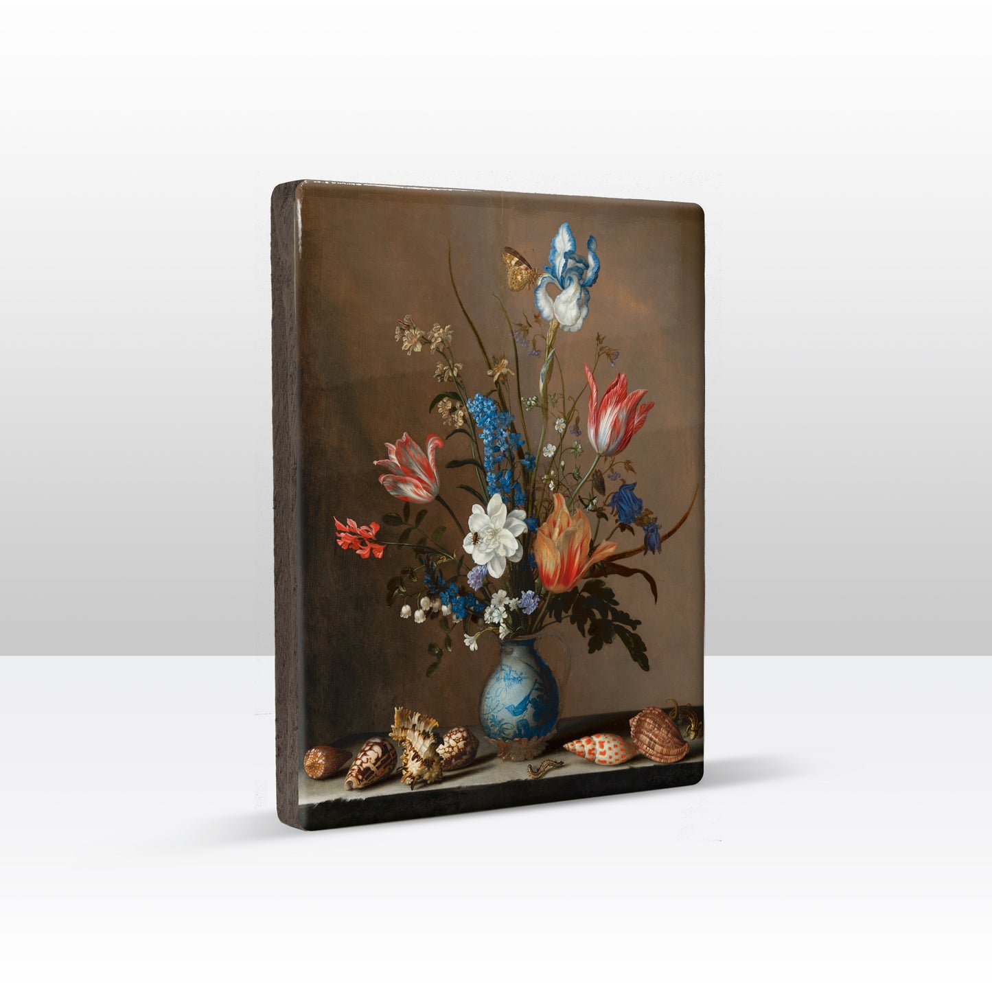 Laqueprint - Bloemen in een Wan-Li vaas met schelpen - Balthasar van der Ast - 19,5 x 26 cm - LP141