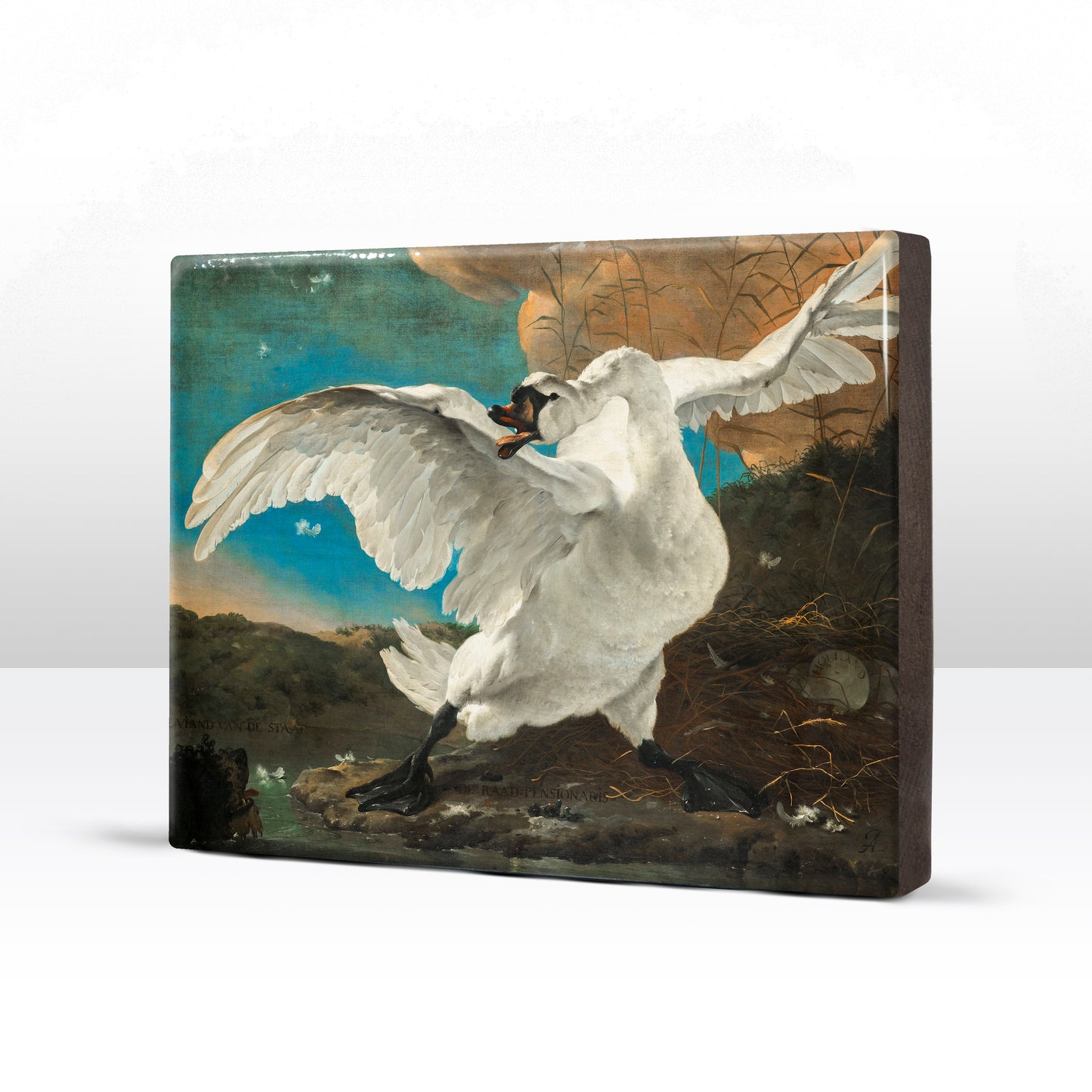 Laqueprint-De bedreigde zwaan - Jan Asselijn - 26 X 19,5cm - LP183