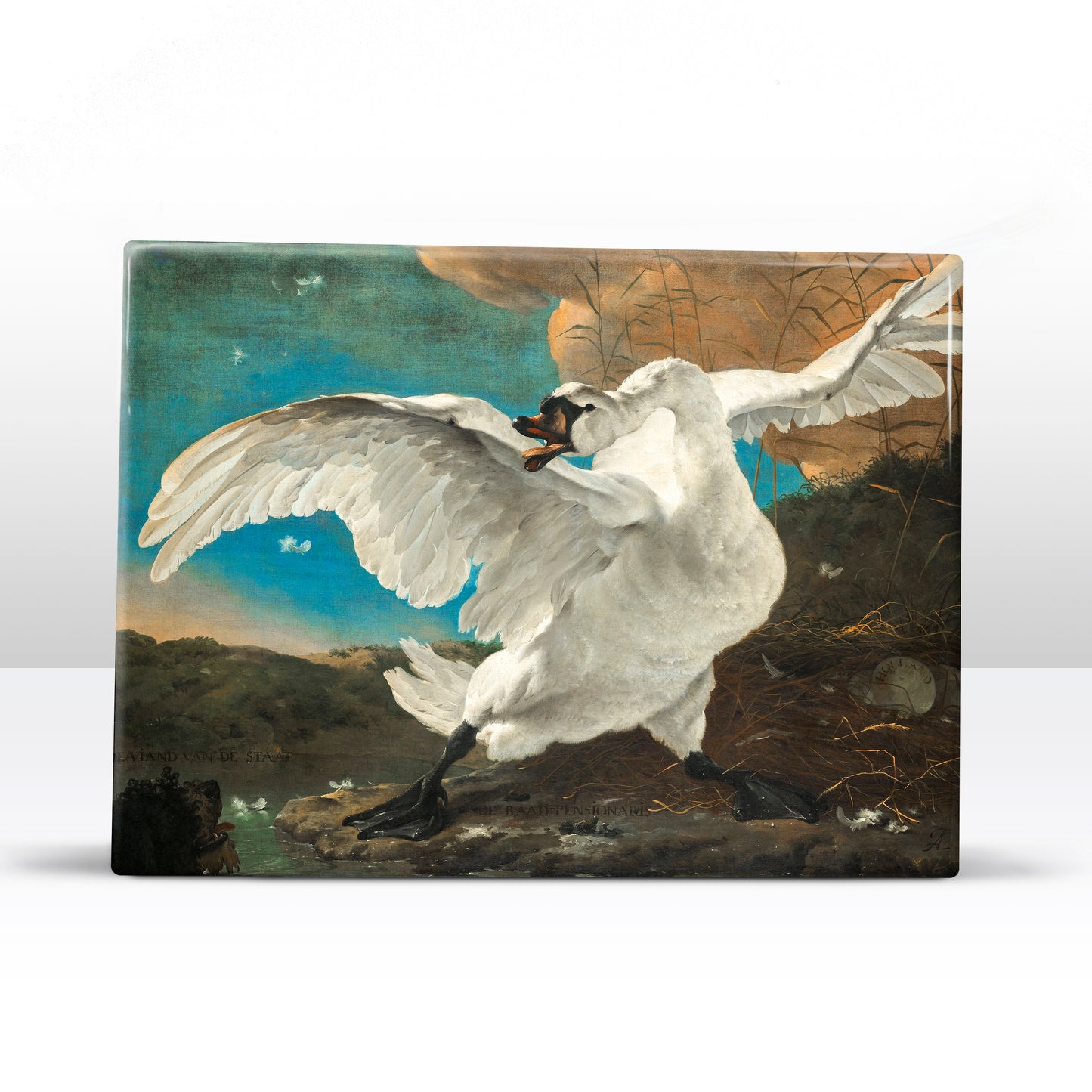 Laqueprint-De bedreigde zwaan - Jan Asselijn - 26 X 19,5cm - LP183