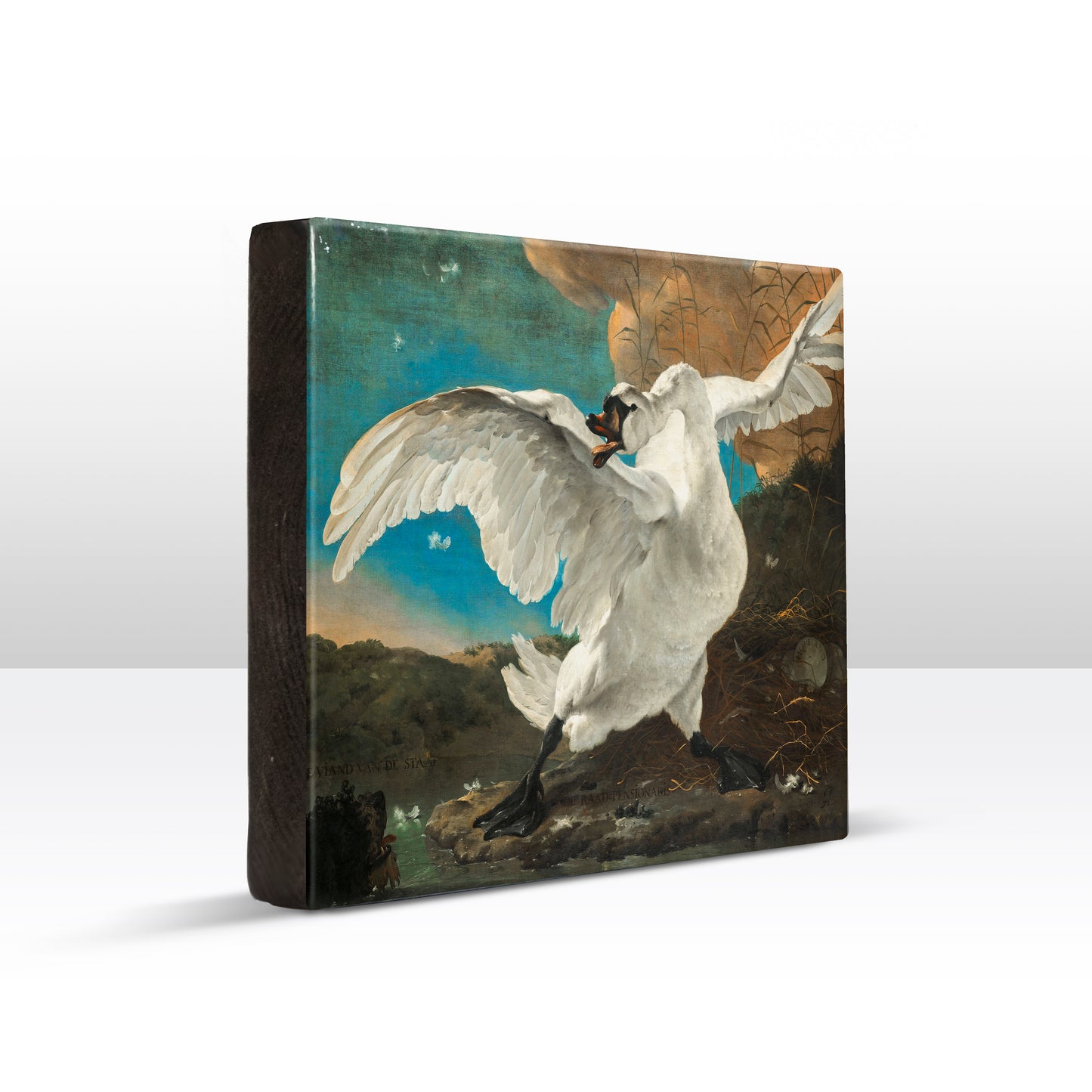 Laqueprint-De bedreigde zwaan - Jan Asselijn - 26 X 19,5cm - LP183