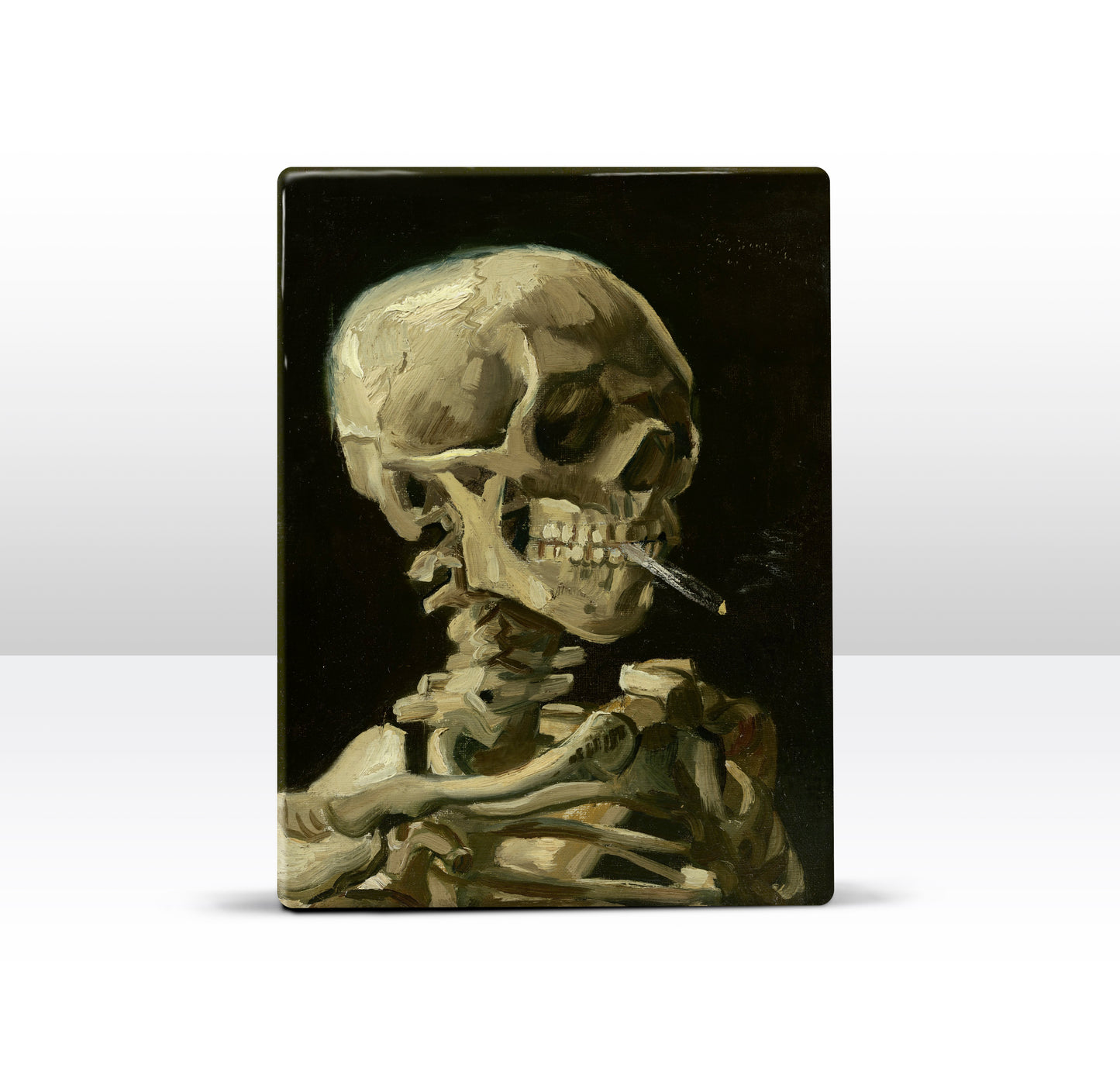 Laque-Druck – Kopf eines Skeletts mit brennender Zigarette – Vincent van Gogh – 19,5 x 26 cm – LP199
