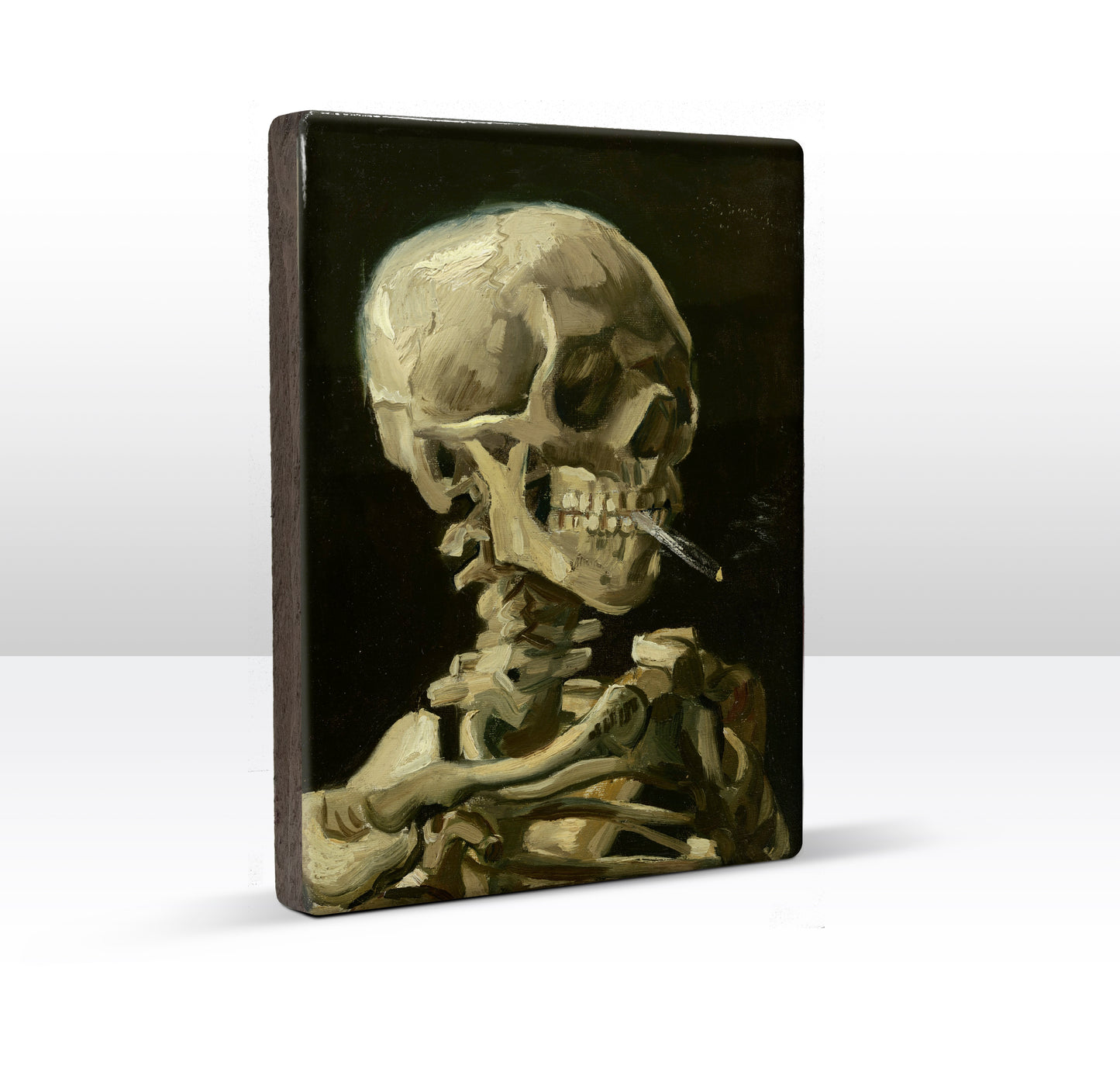 Laque-Druck – Kopf eines Skeletts mit brennender Zigarette – Vincent van Gogh – 19,5 x 26 cm – LP199