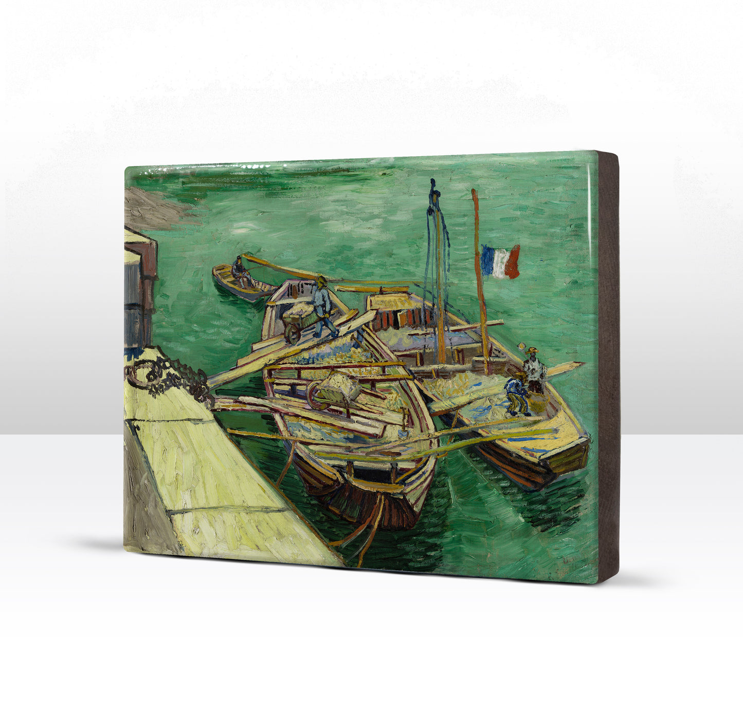 Laqueprint - Kade met mannen die zandschuiten lossen - Vincent van Gogh - 26 x 19,5 cm - LP201