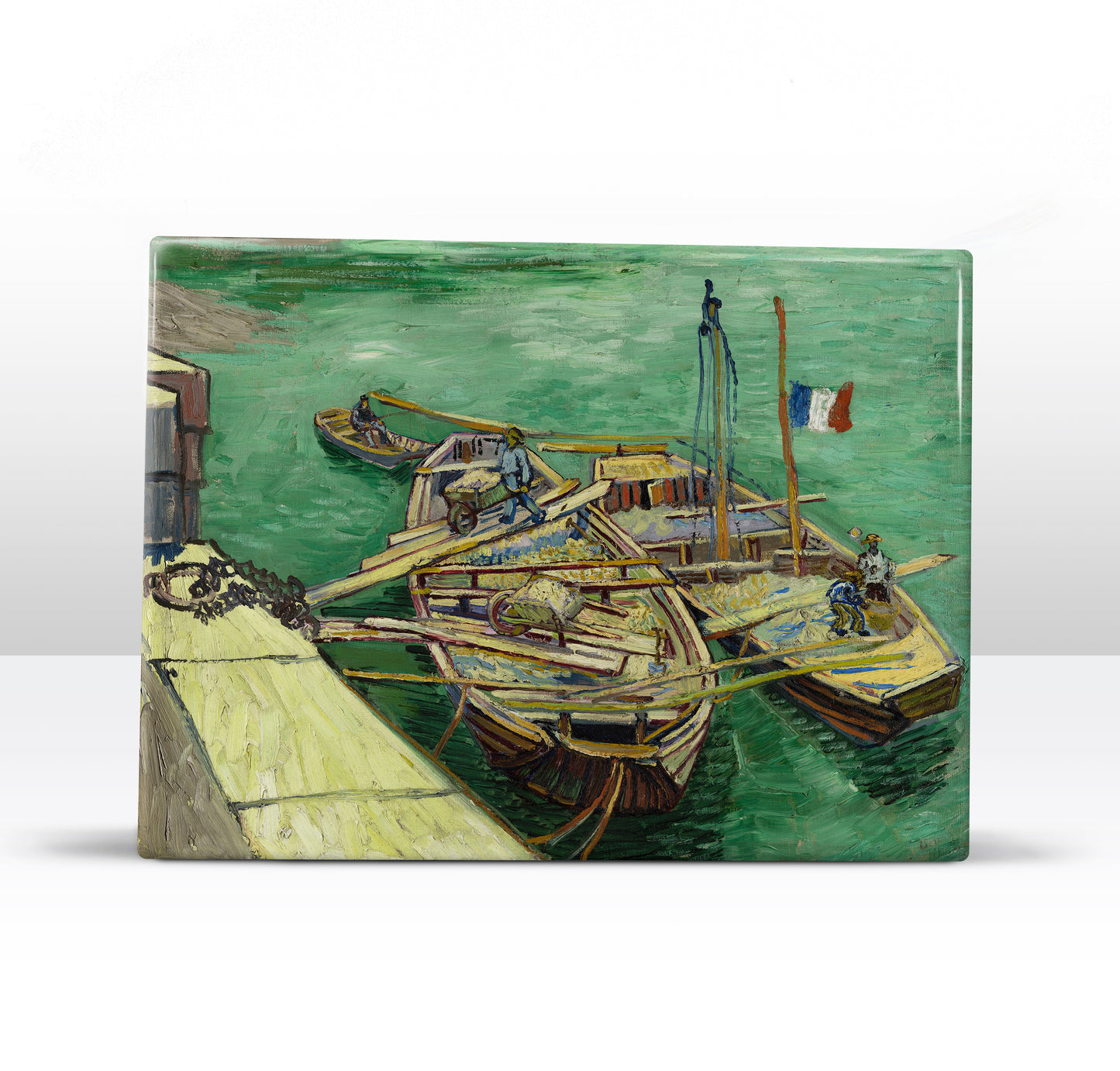 Laqueprint - Kade met mannen die zandschuiten lossen - Vincent van Gogh - 26 x 19,5 cm - LP201