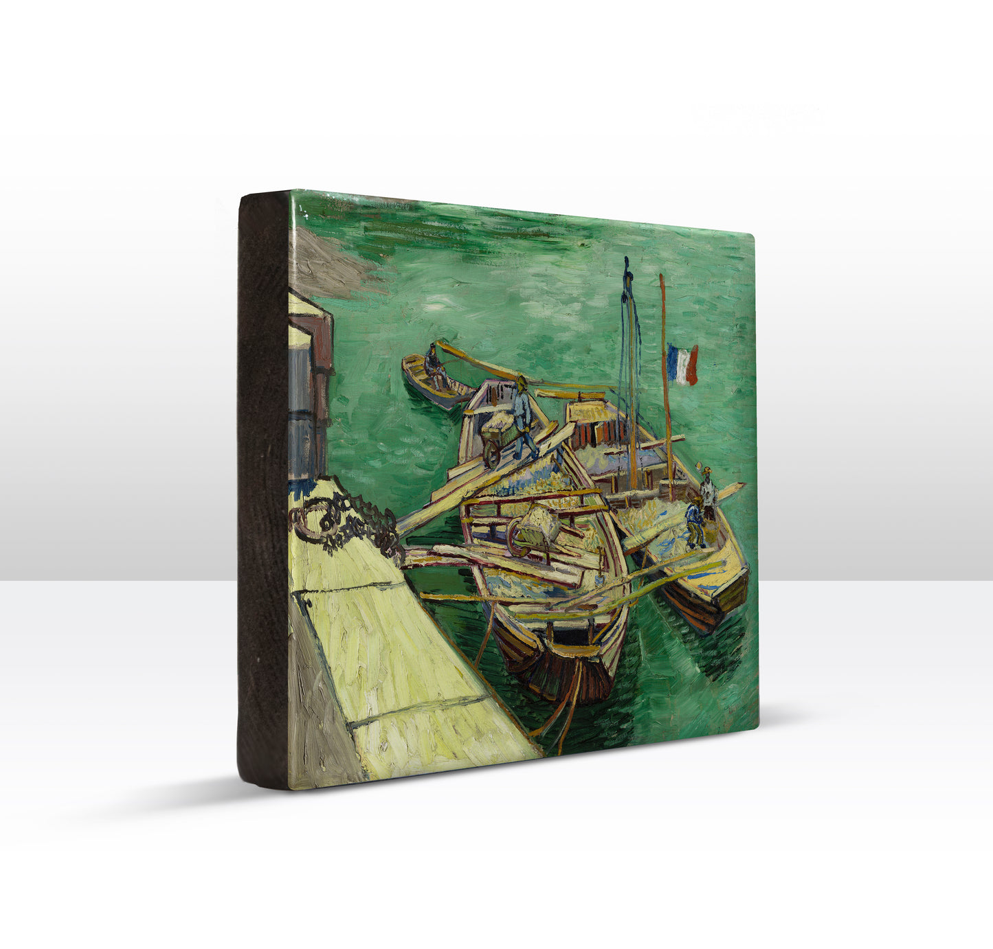 Laqueprint - Kade met mannen die zandschuiten lossen - Vincent van Gogh - 26 x 19,5 cm - LP201
