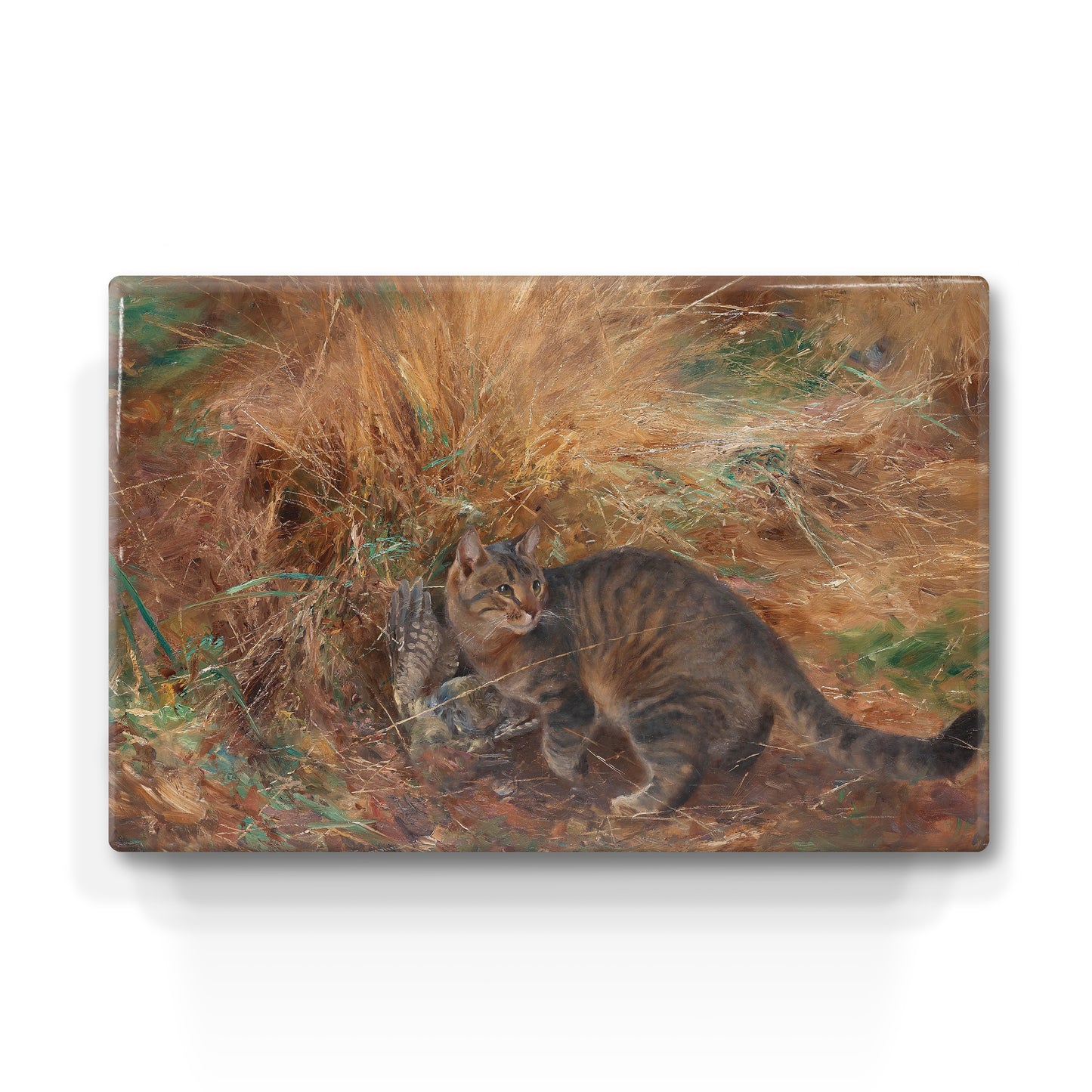 Laqueprint - Kat met prooi - Bruno Liljefors - 30 x 19,5 cm - LP223