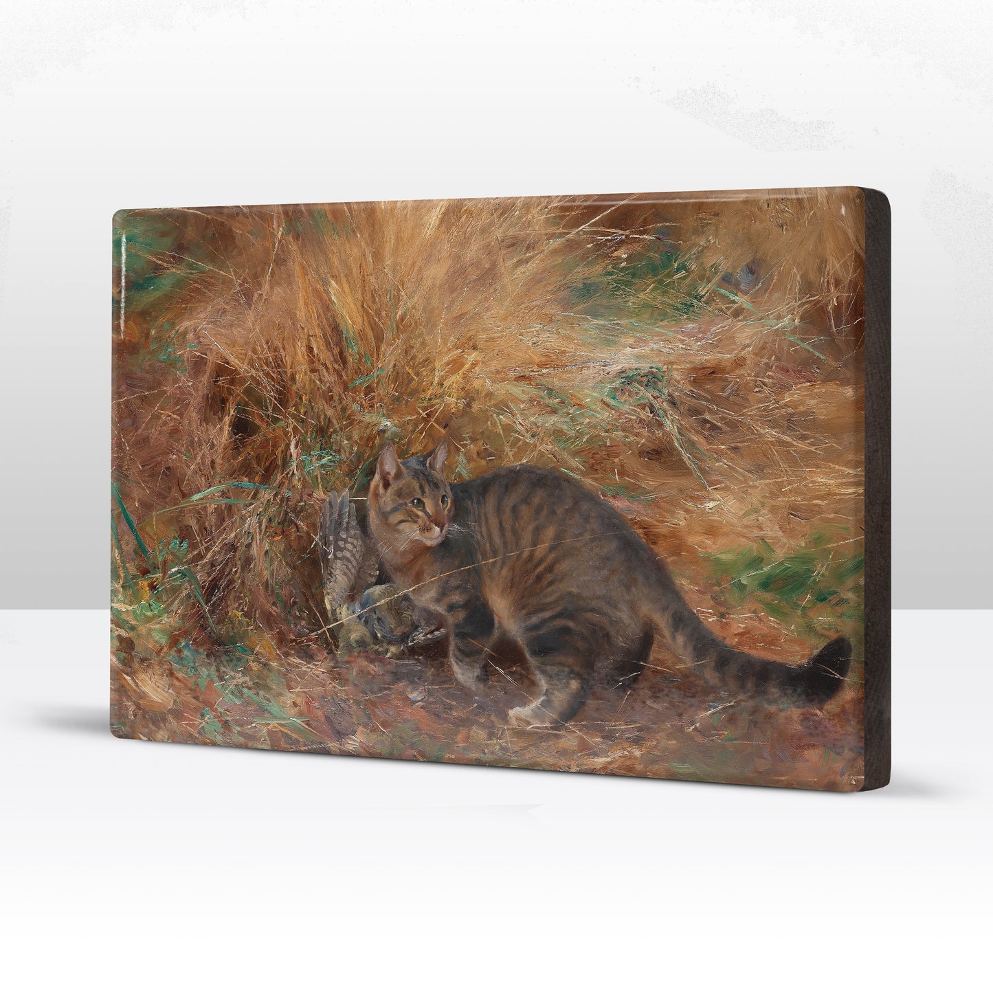 Laqueprint - Kat met prooi - Bruno Liljefors - 30 x 19,5 cm - LP223