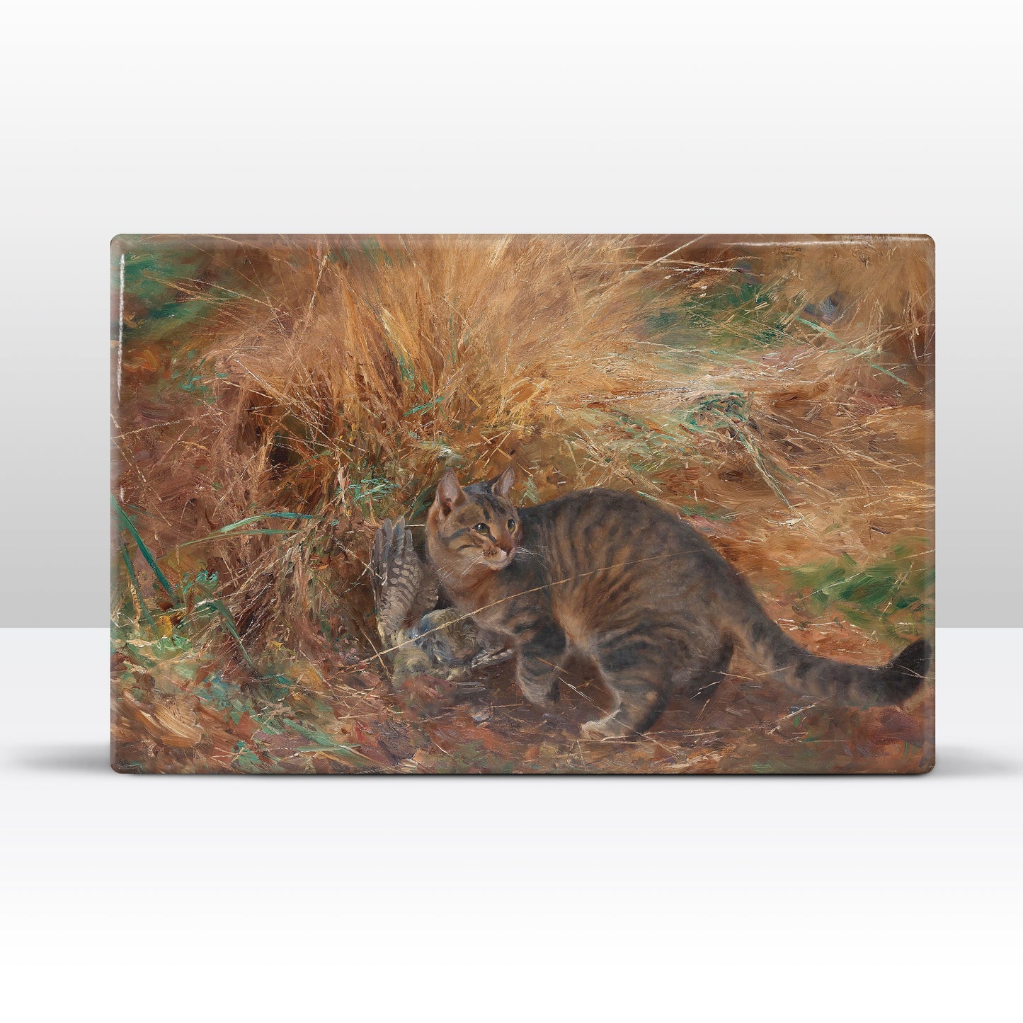 Laqueprint - Kat met prooi - Bruno Liljefors - 30 x 19,5 cm - LP223