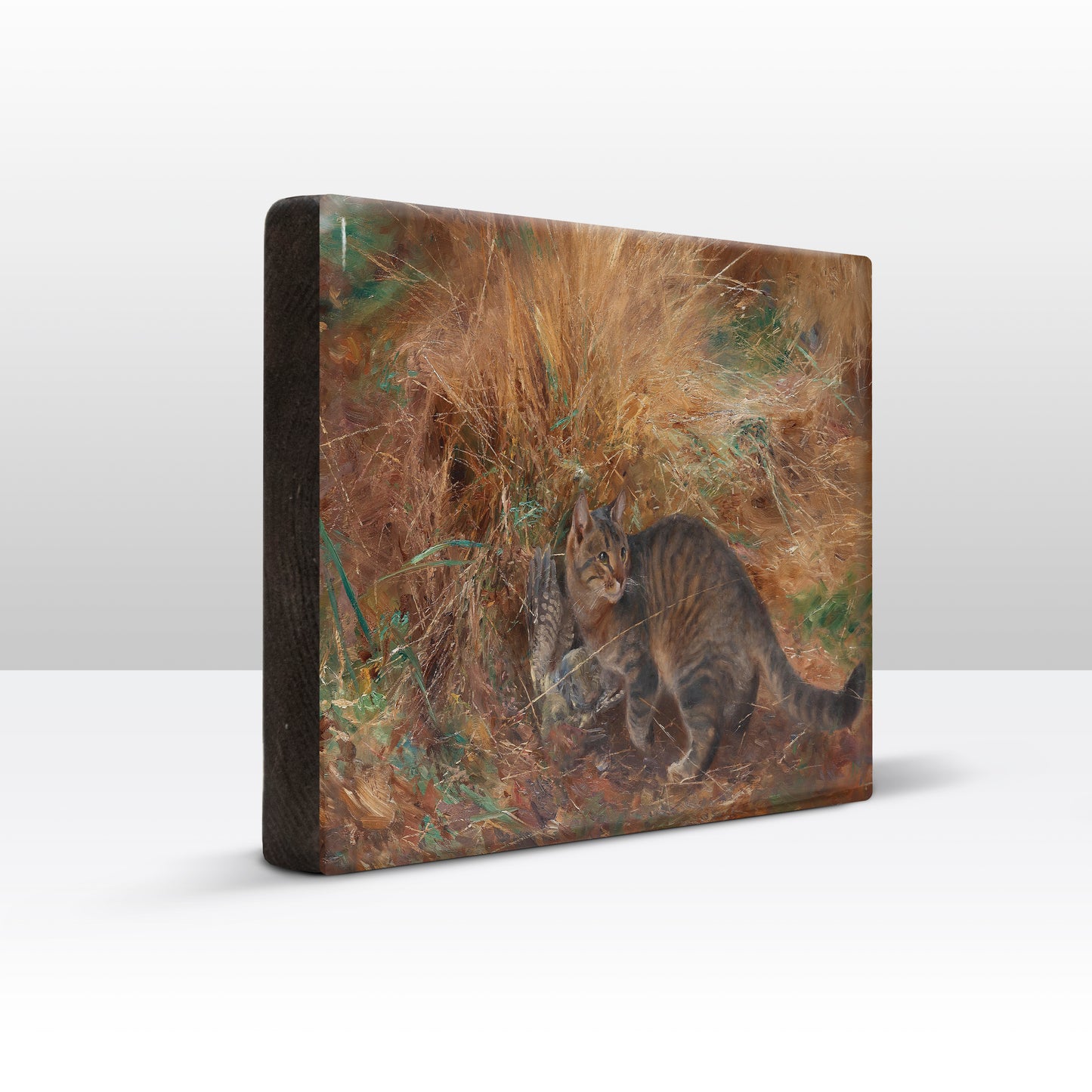 Laqueprint - Kat met prooi - Bruno Liljefors - 30 x 19,5 cm - LP223