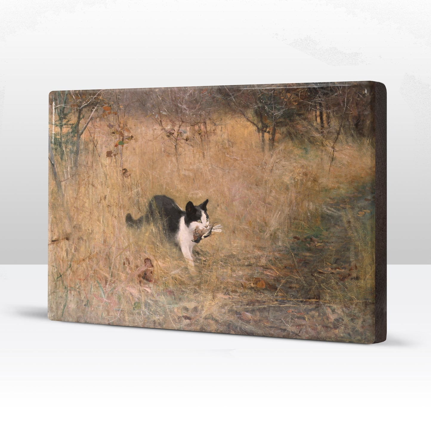 Laqueprint - Kat op vogeljacht - Bruno Liljefors - 30 x 19,5 cm - LP224
