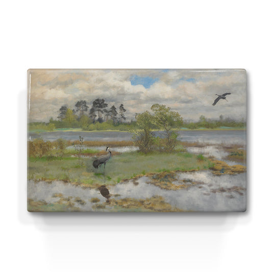 Laqueprint - Landschap met kraanvogels aan het water - Bruno Liljefors - 30 x 19,5 cm - LP226