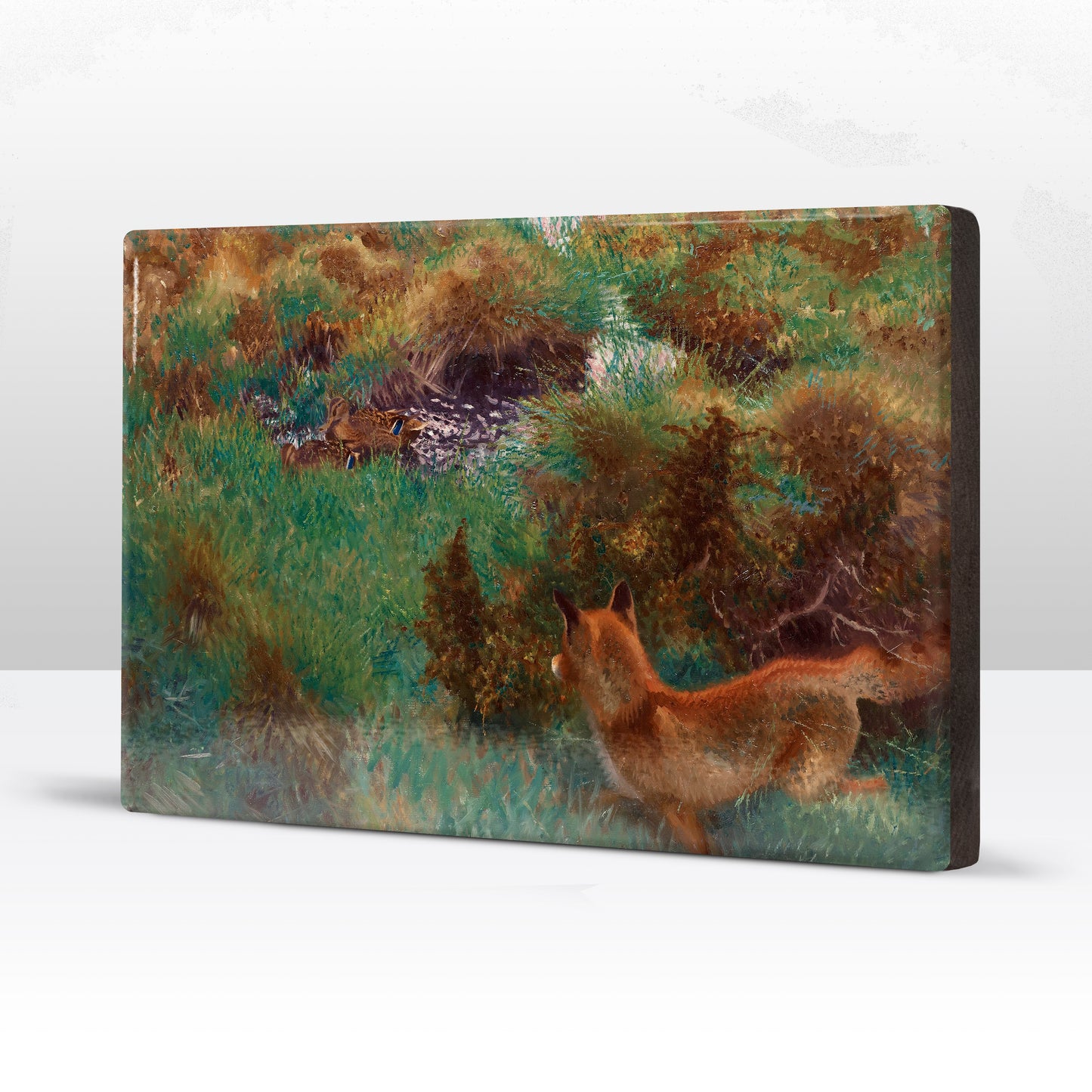 Laqueprint - Vos besluipt eendenfamilie - Bruno Liljefors - 30 x 19,5 cm - LP229