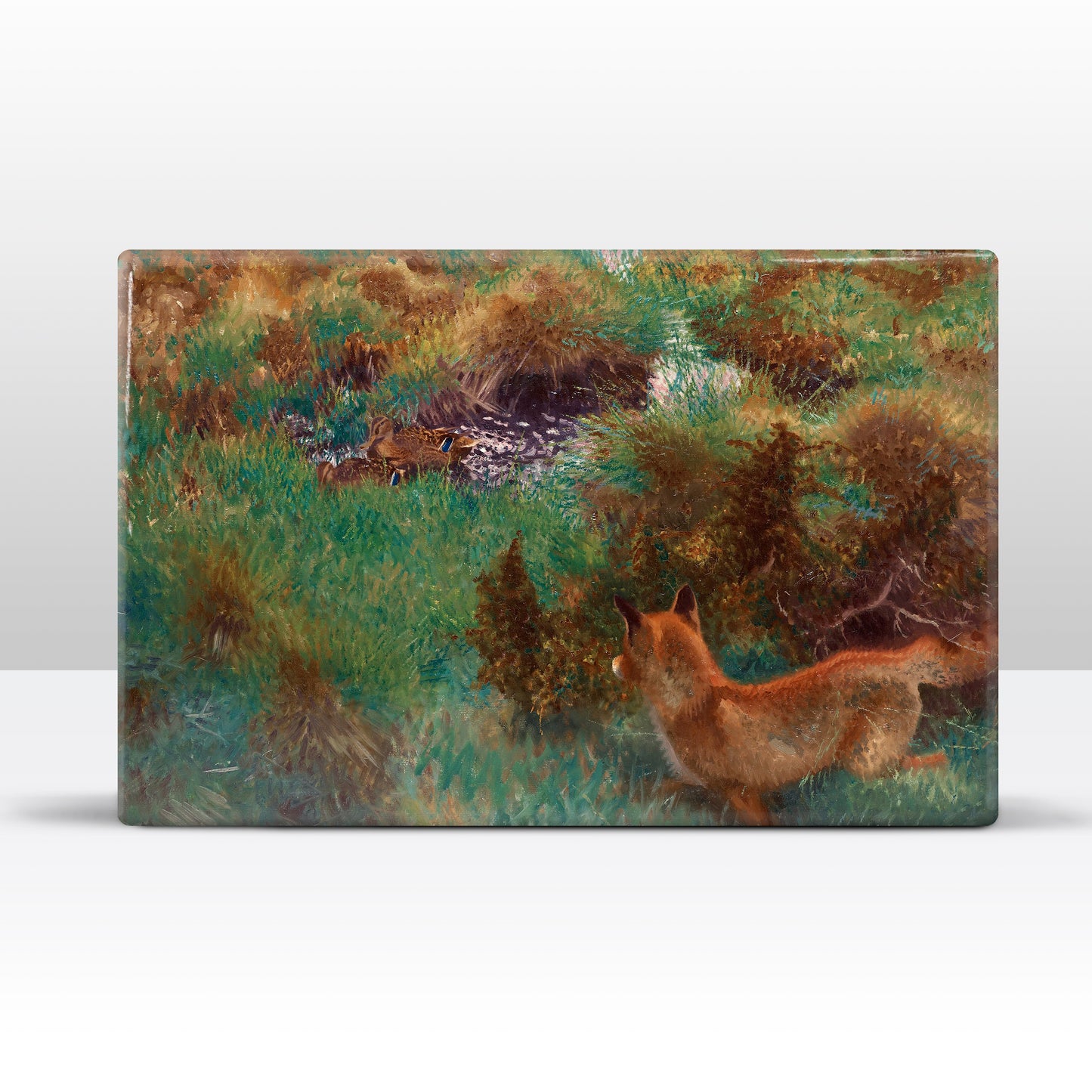Laqueprint - Vos besluipt eendenfamilie - Bruno Liljefors - 30 x 19,5 cm - LP229