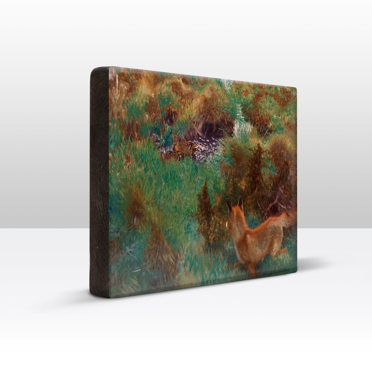 Laqueprint - Vos besluipt eendenfamilie - Bruno Liljefors - 30 x 19,5 cm - LP229