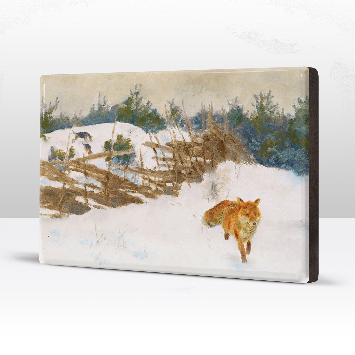 Laqueprint - Vos in winterlandschap - Bruno Liljefors - 30 x 19,5 cm - LP234