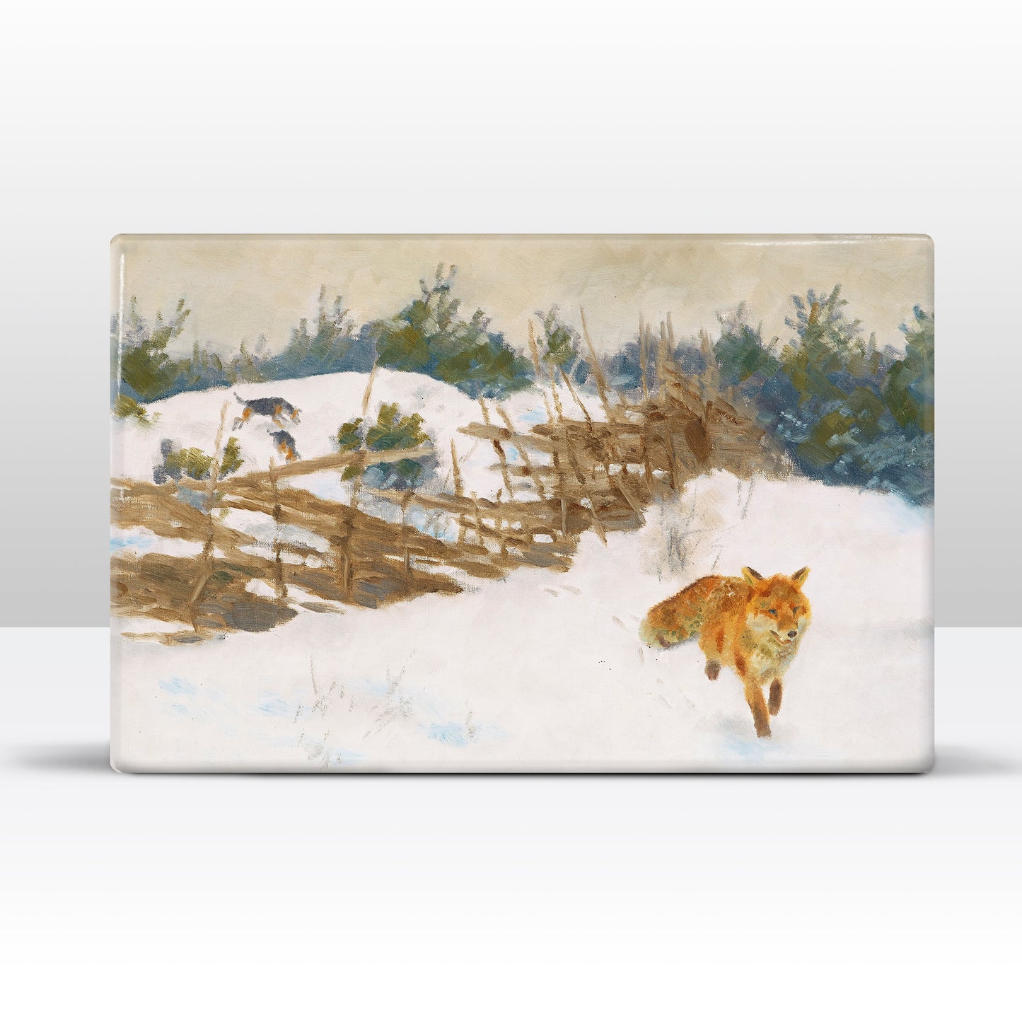Laqueprint - Vos in winterlandschap - Bruno Liljefors - 30 x 19,5 cm - LP234