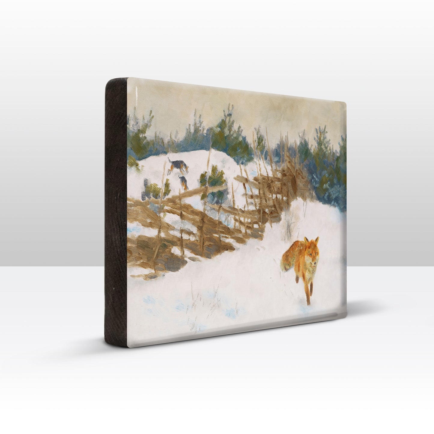 Laqueprint - Vos in winterlandschap - Bruno Liljefors - 30 x 19,5 cm - LP234