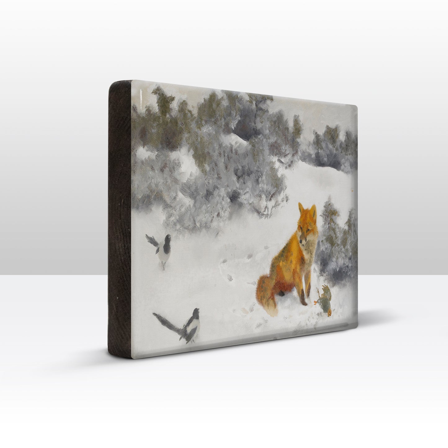 Laqueprint - Vos in winterlandschap met eksters - Bruno Liljefors - 30 x 19,5 cm - LP239