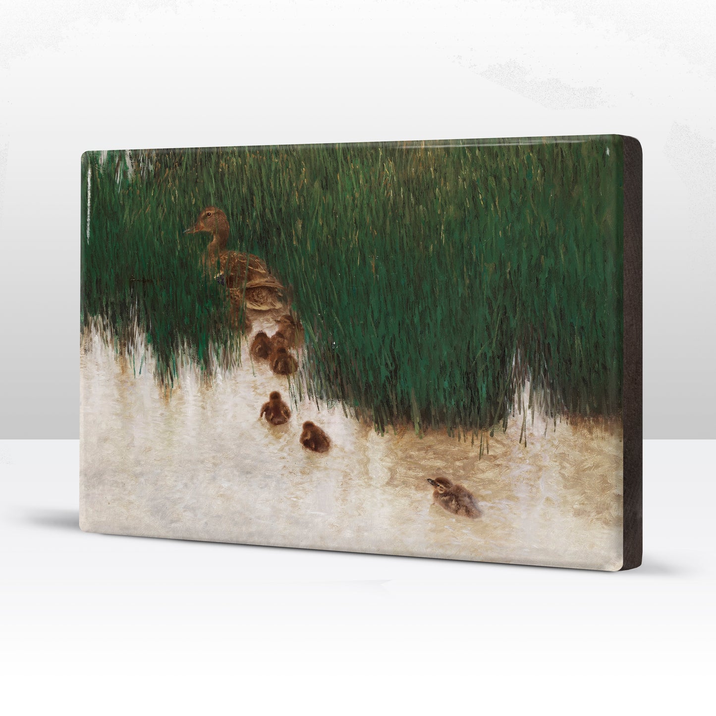 Laqueprint - Eendenfamilie in het riet - Bruno Liljefors - 30 x 19,5 cm - LP243