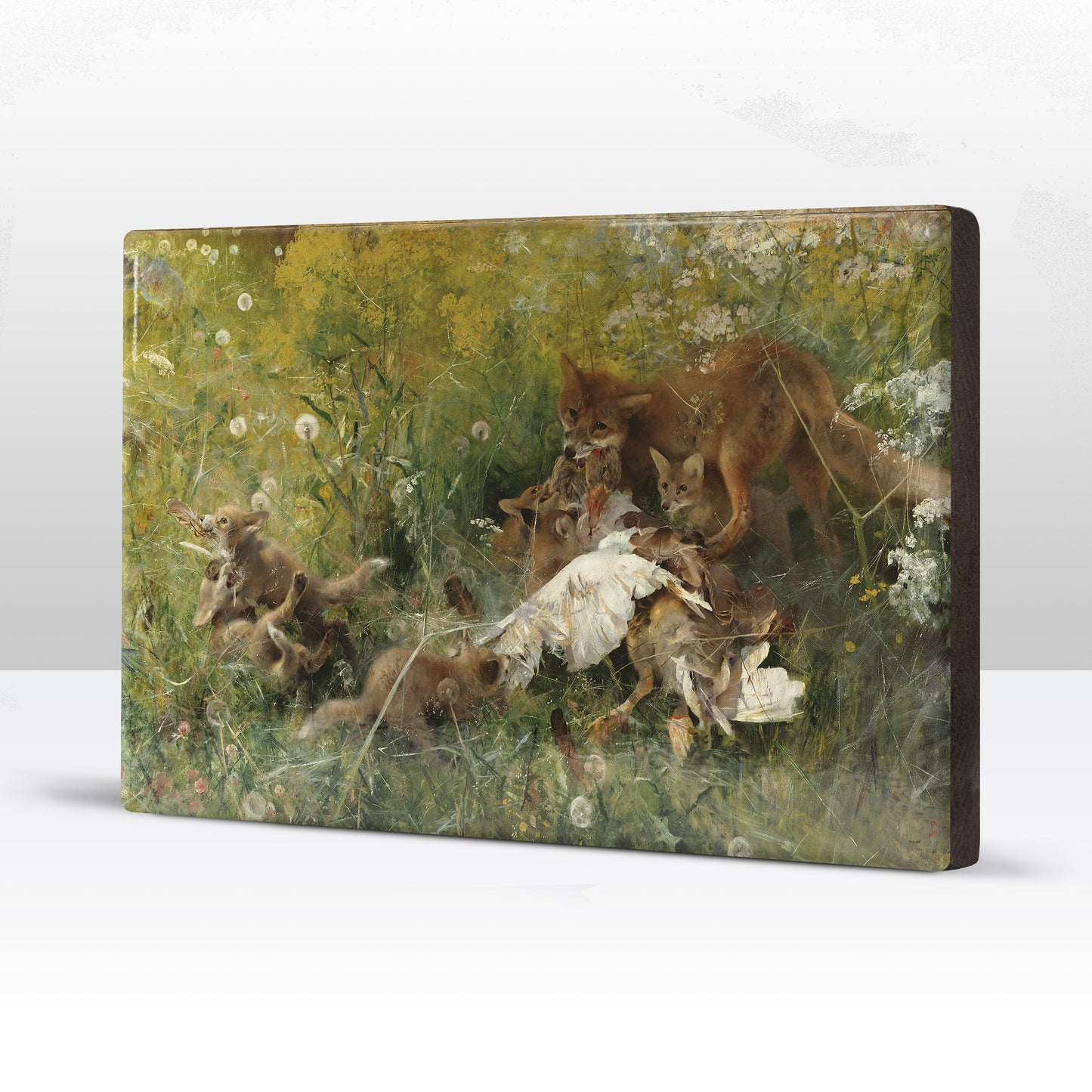 Laqueprint - Vossenfamilie - Bruno Liljefors - 30 x 19,5 cm - LP248