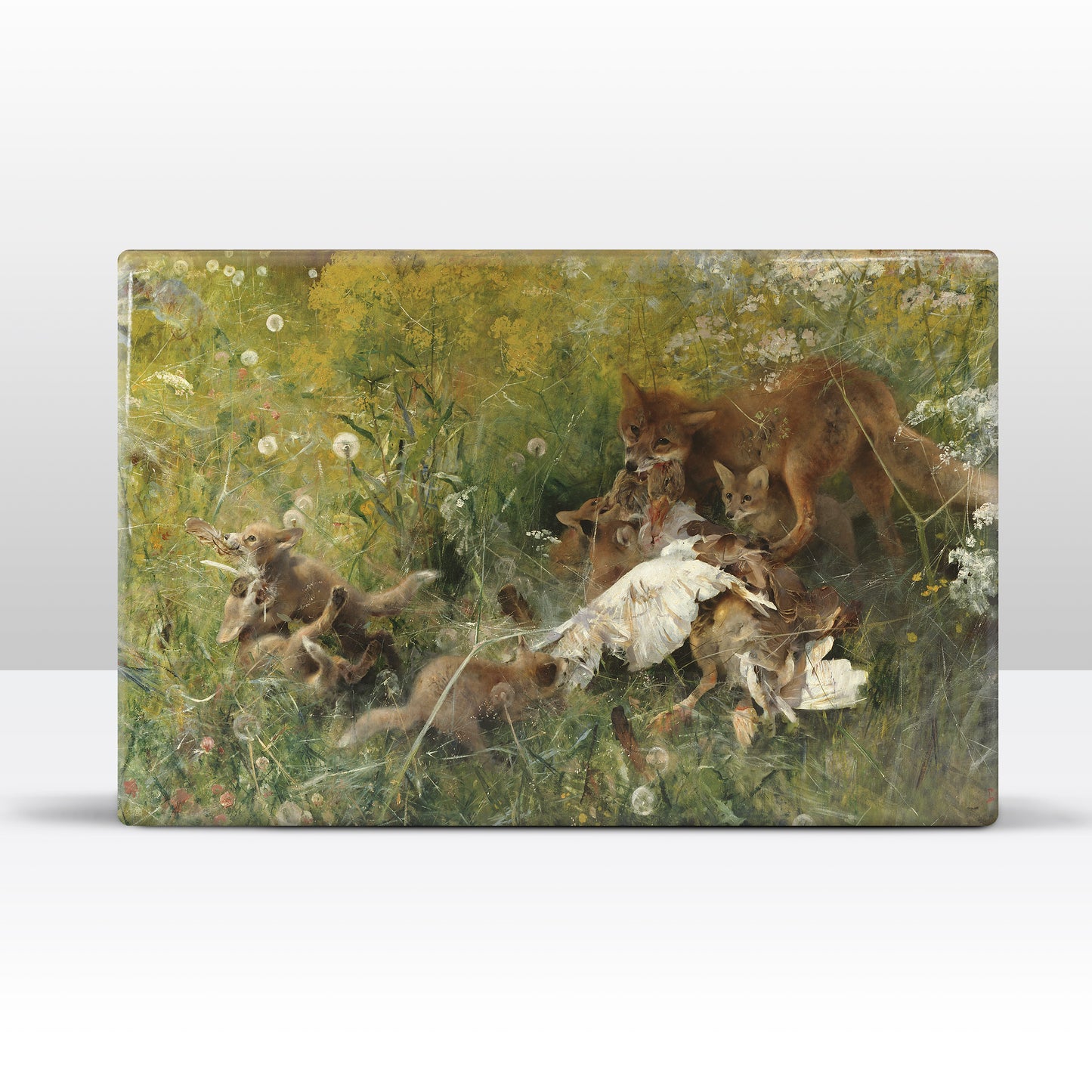 Laqueprint - Vossenfamilie - Bruno Liljefors - 30 x 19,5 cm - LP248