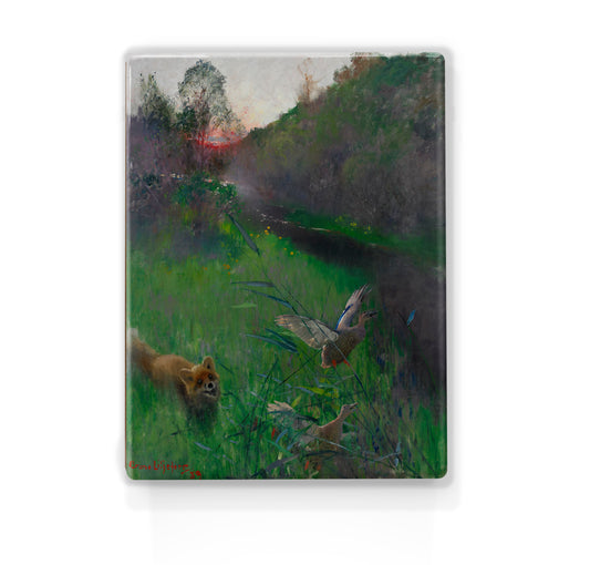 Laqueprint - Avondzon met vos en eenden - Bruno Liljefors - 19,5 x 26 cm - LP249